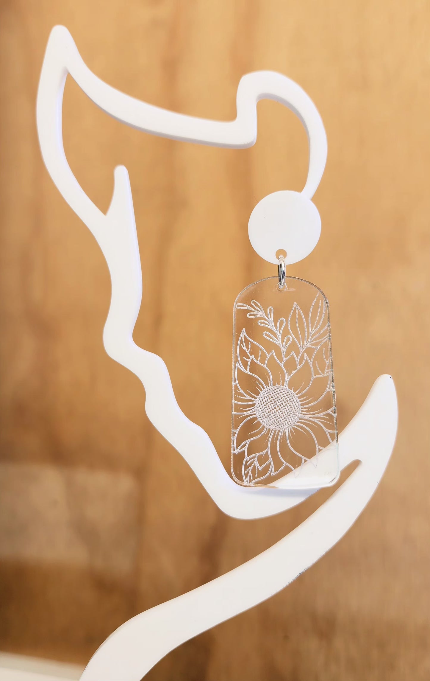 Sunflower Engraved Stud Dangles Earrings