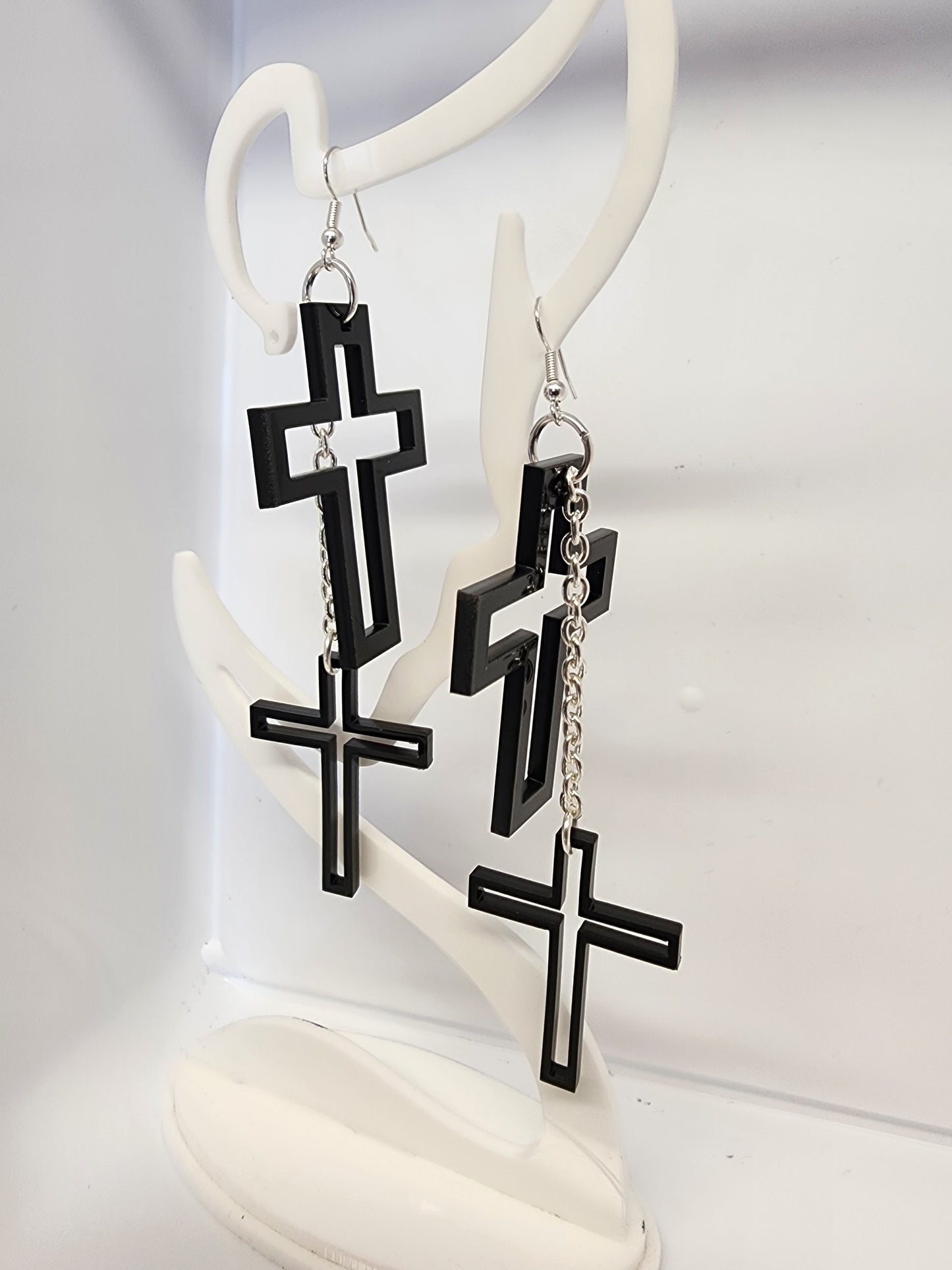 Chained Cross Earrings Dangles