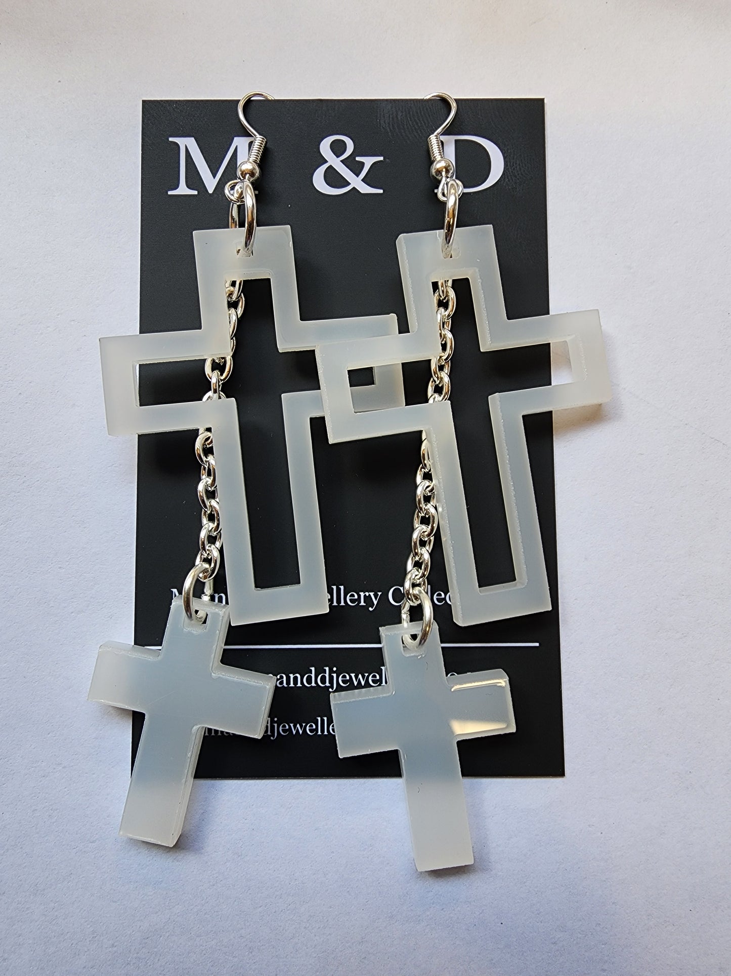 Chained Cross Earrings Dangles