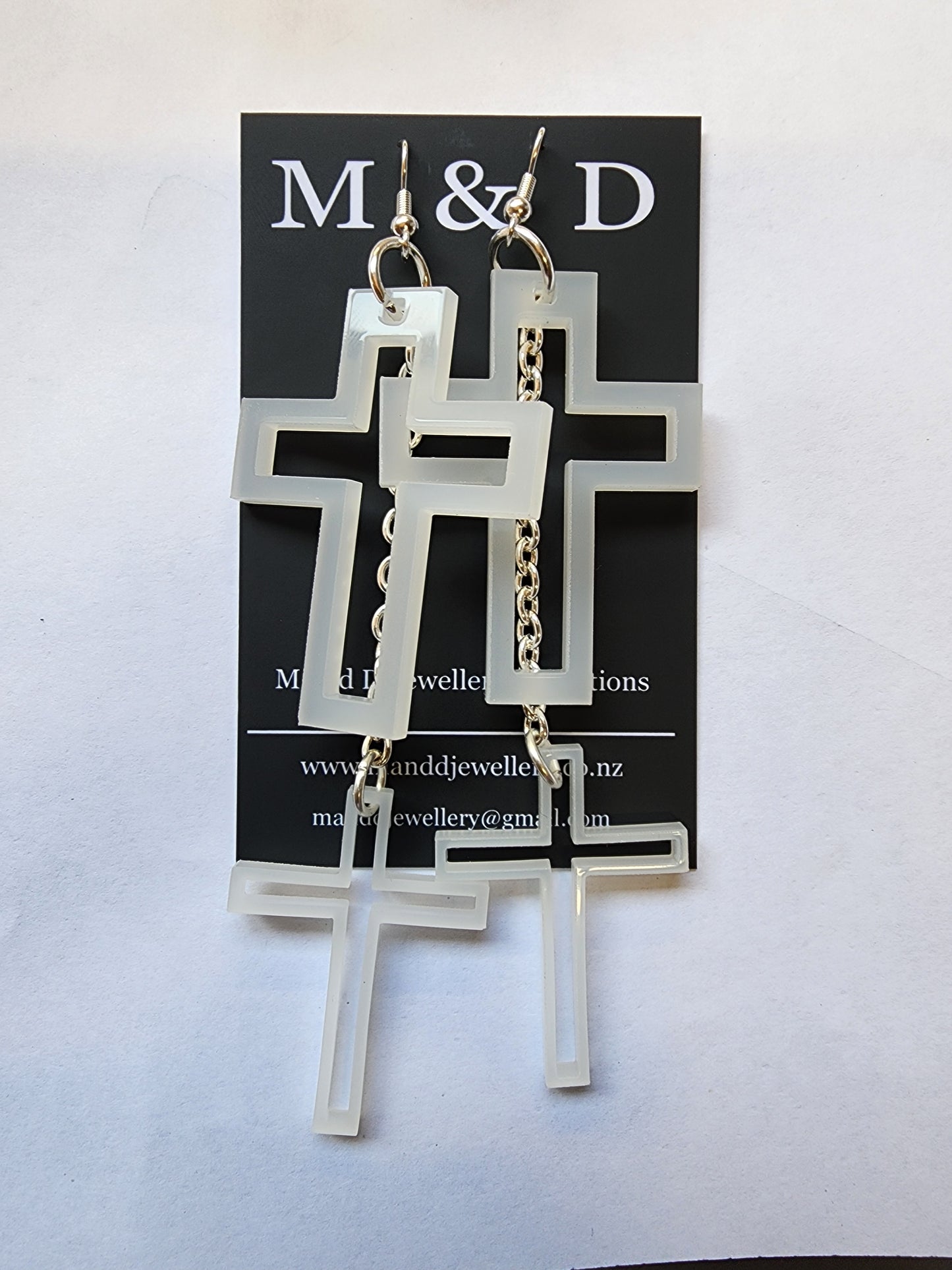 Chained Cross Earrings Dangles