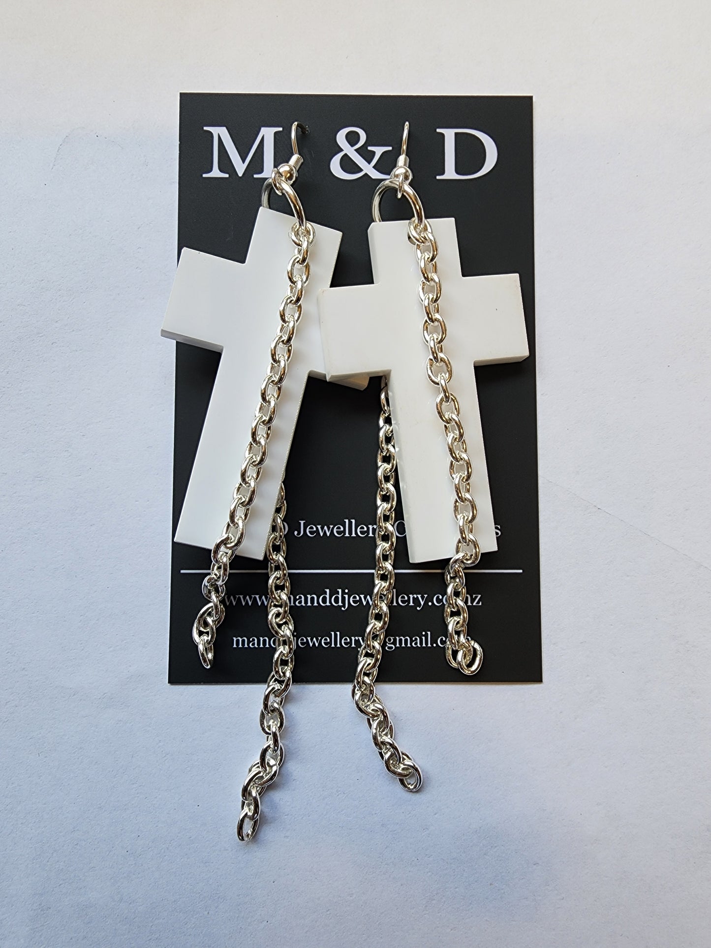 Chained Cross Earrings Dangles