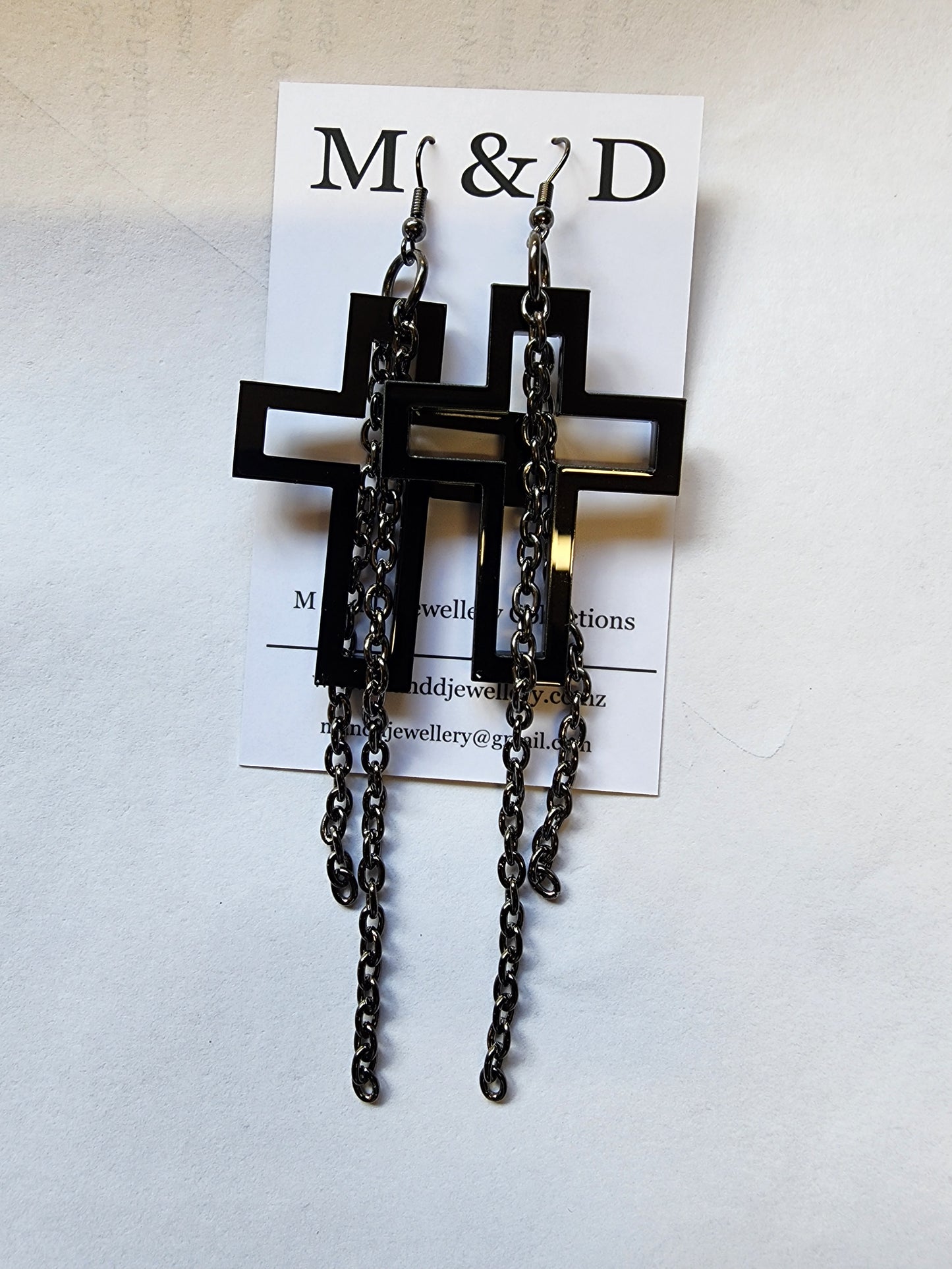 Chained Cross Earrings Dangles
