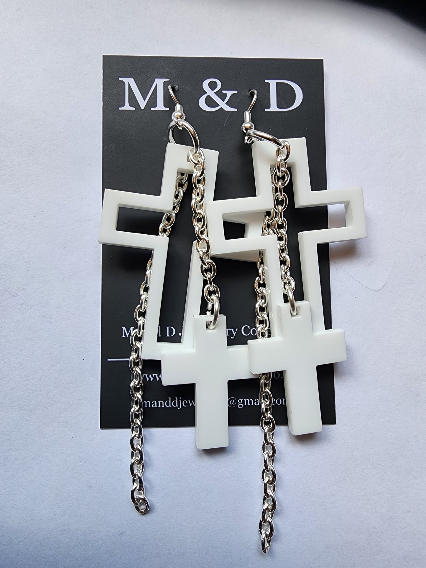 Chained Cross Earrings Dangles