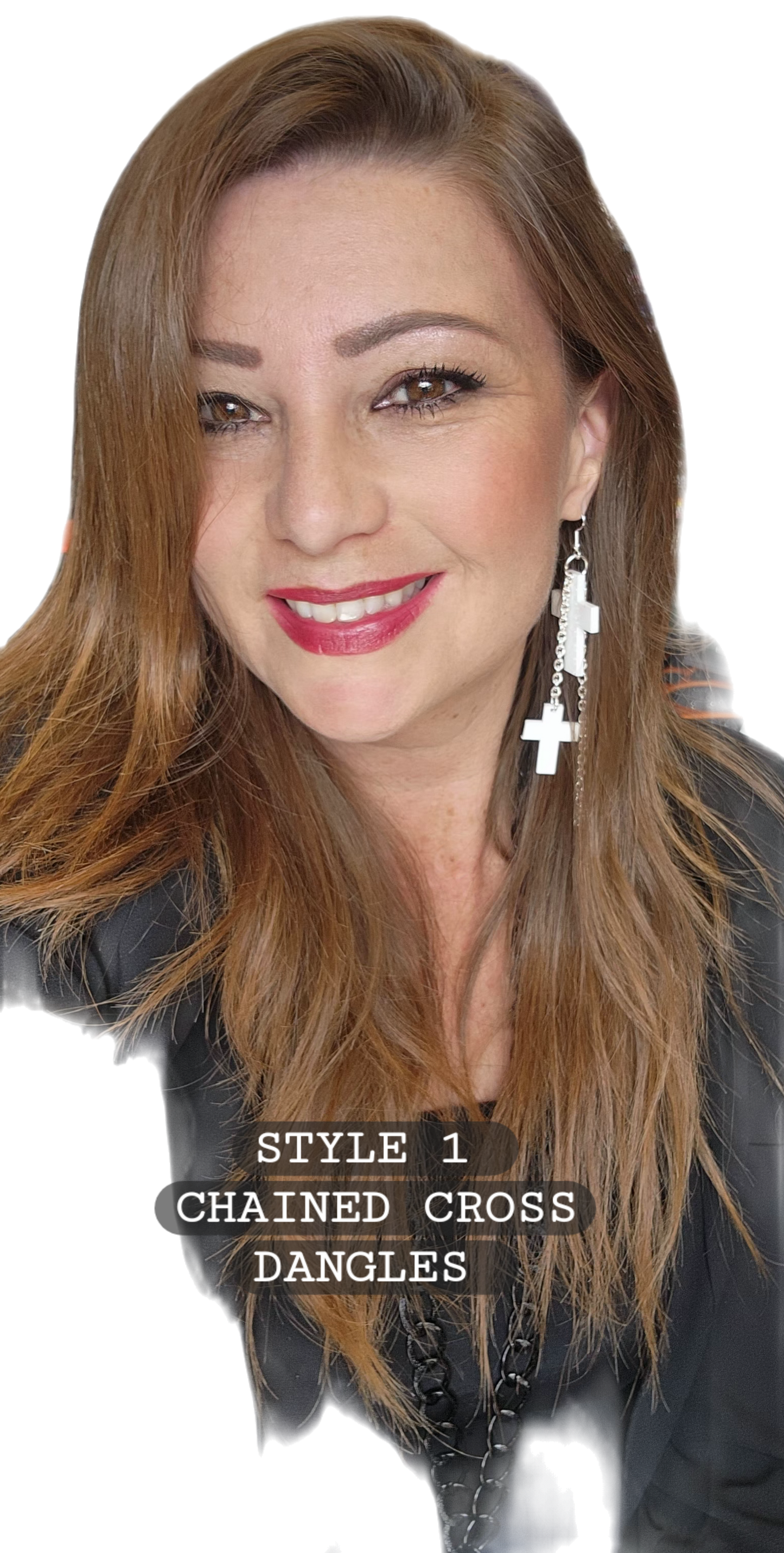 Chained Cross Earrings Dangles