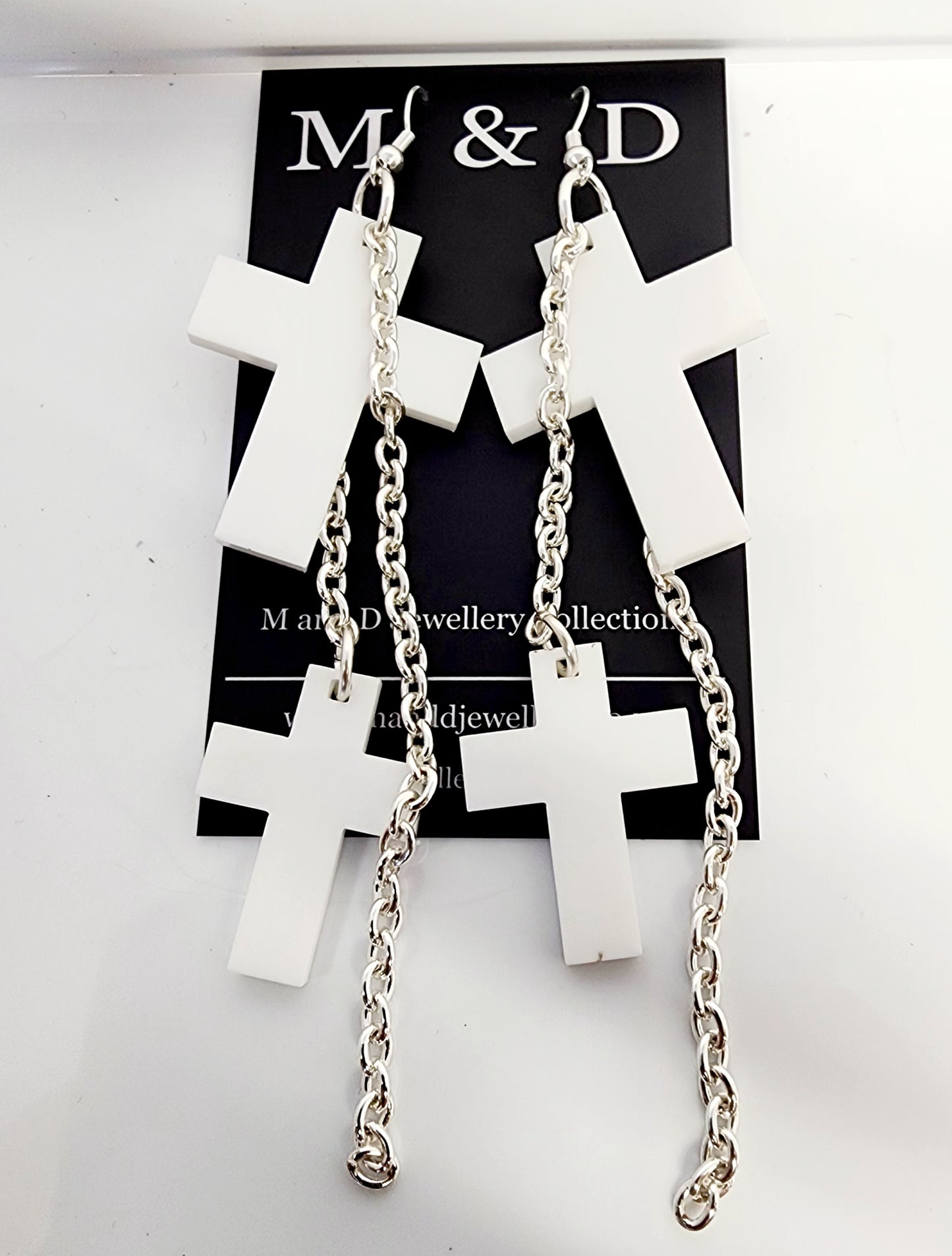 Chained Cross Earrings Dangles