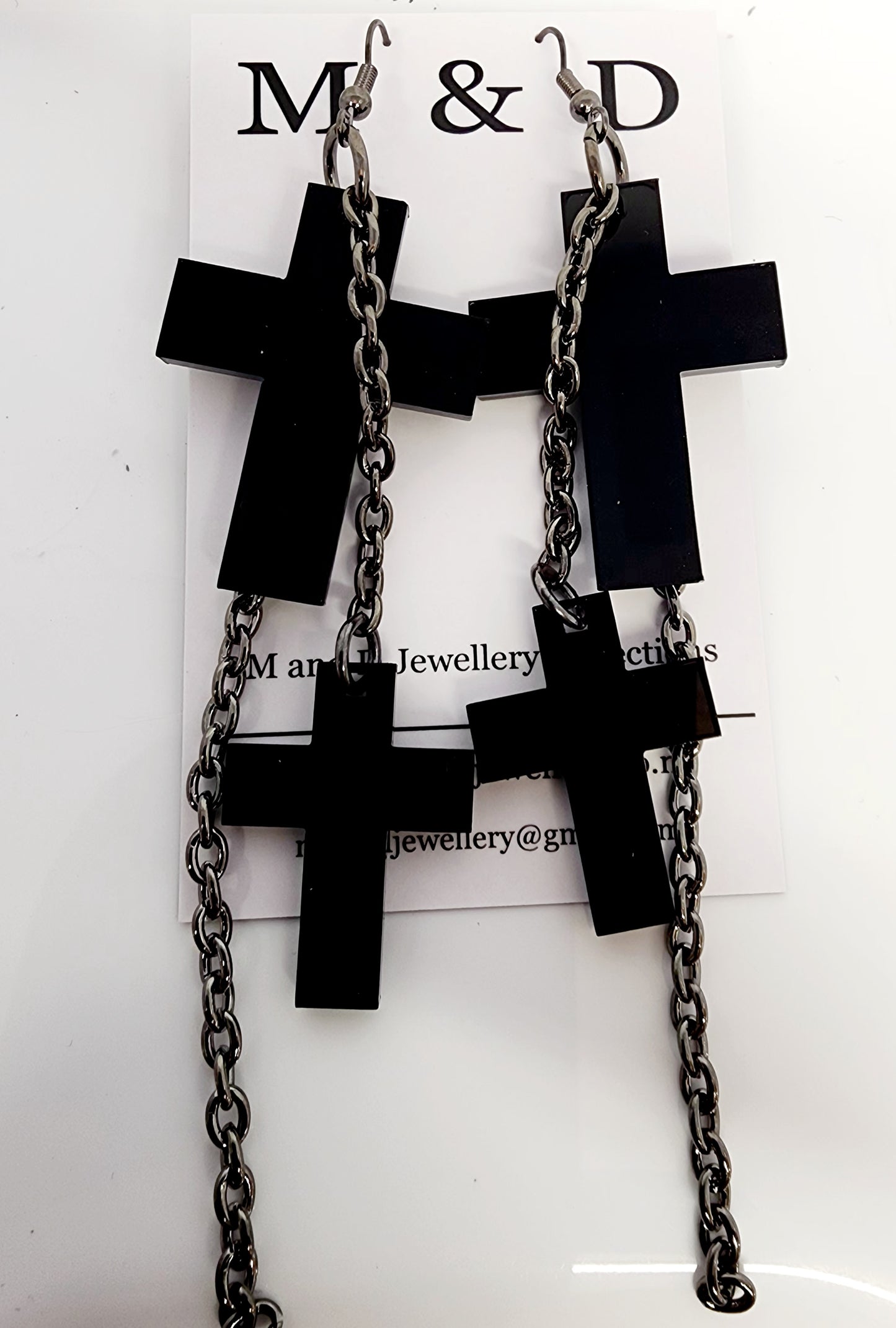Chained Cross Earrings Dangles