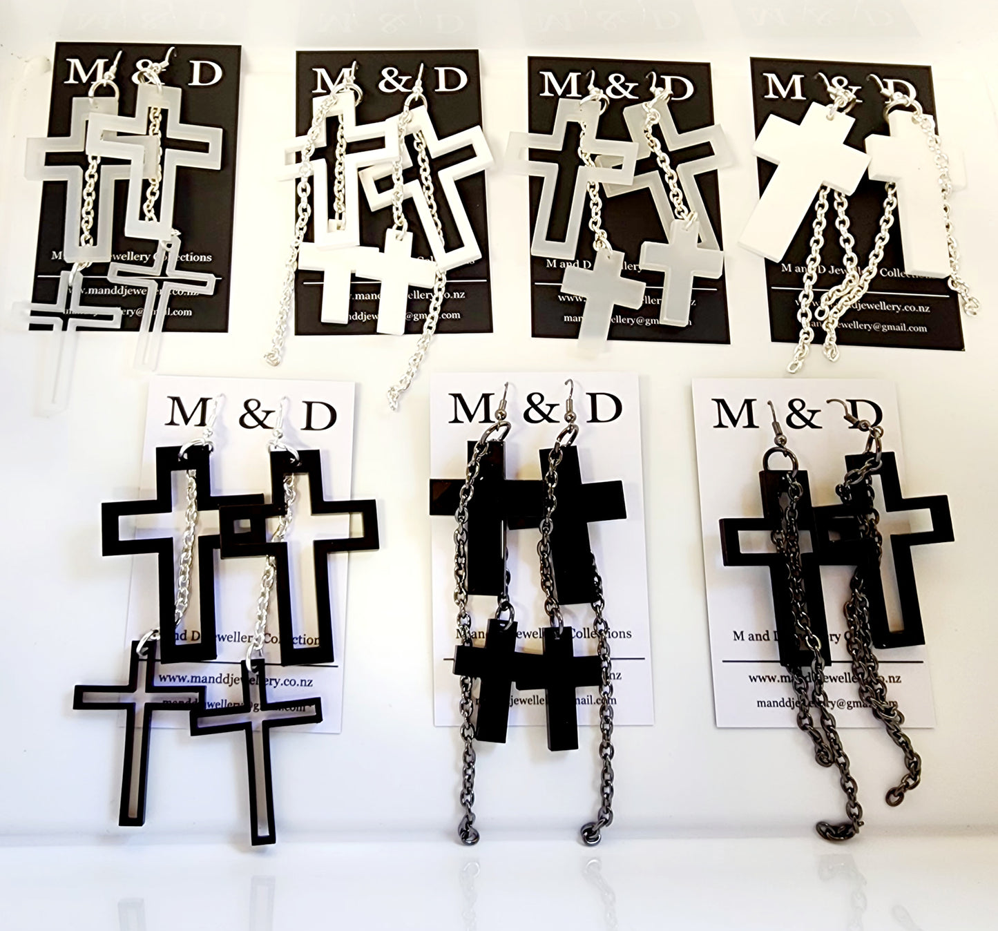 Chained Cross Earrings Dangles