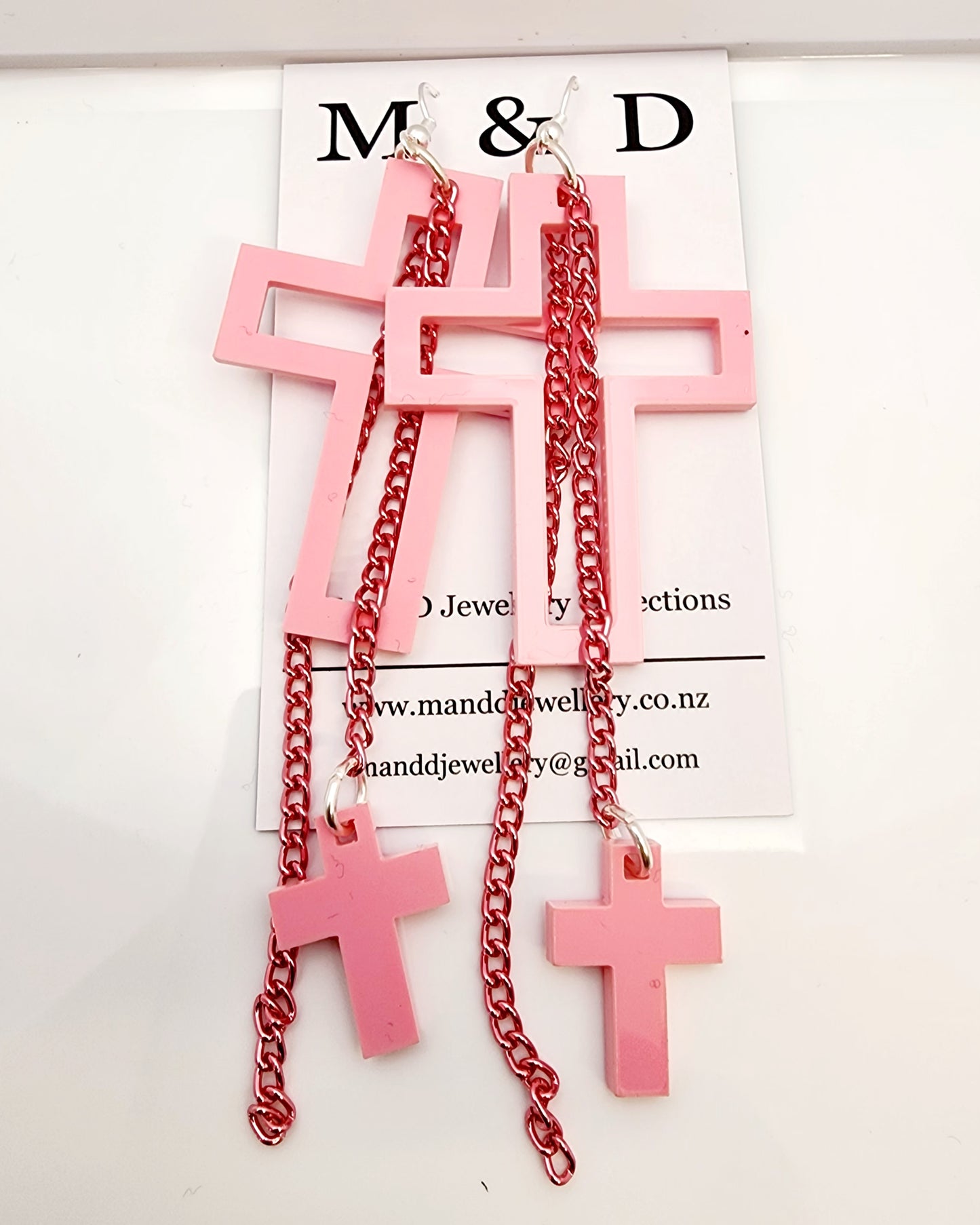 Chained Cross EARRINGS coloured