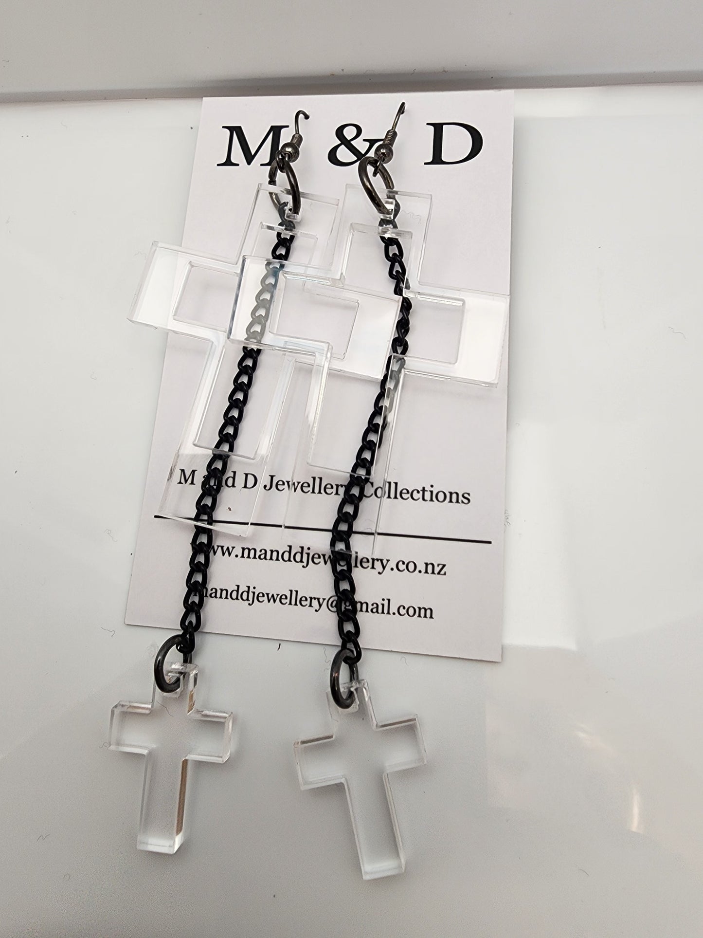 Chained Cross EARRINGS coloured