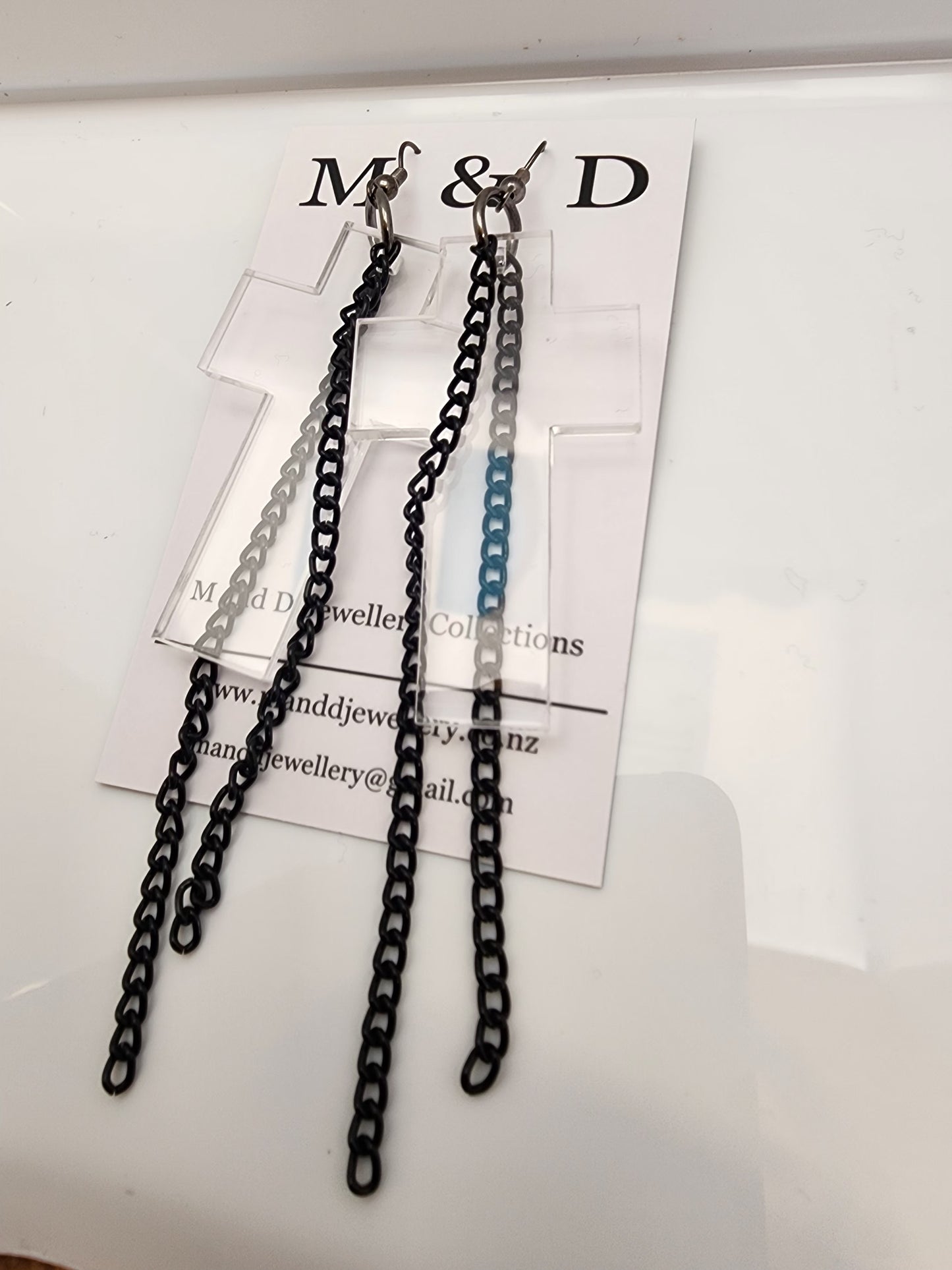 Chained Cross EARRINGS coloured