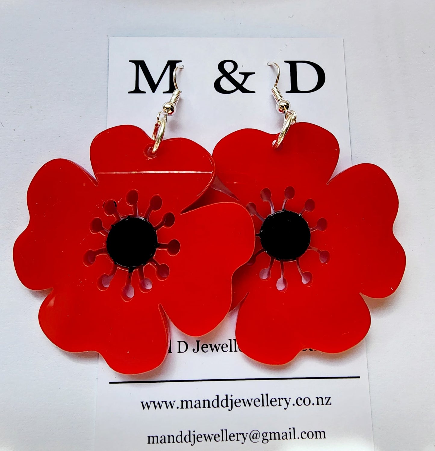 Anzac Poppy Too Earrings Dangles