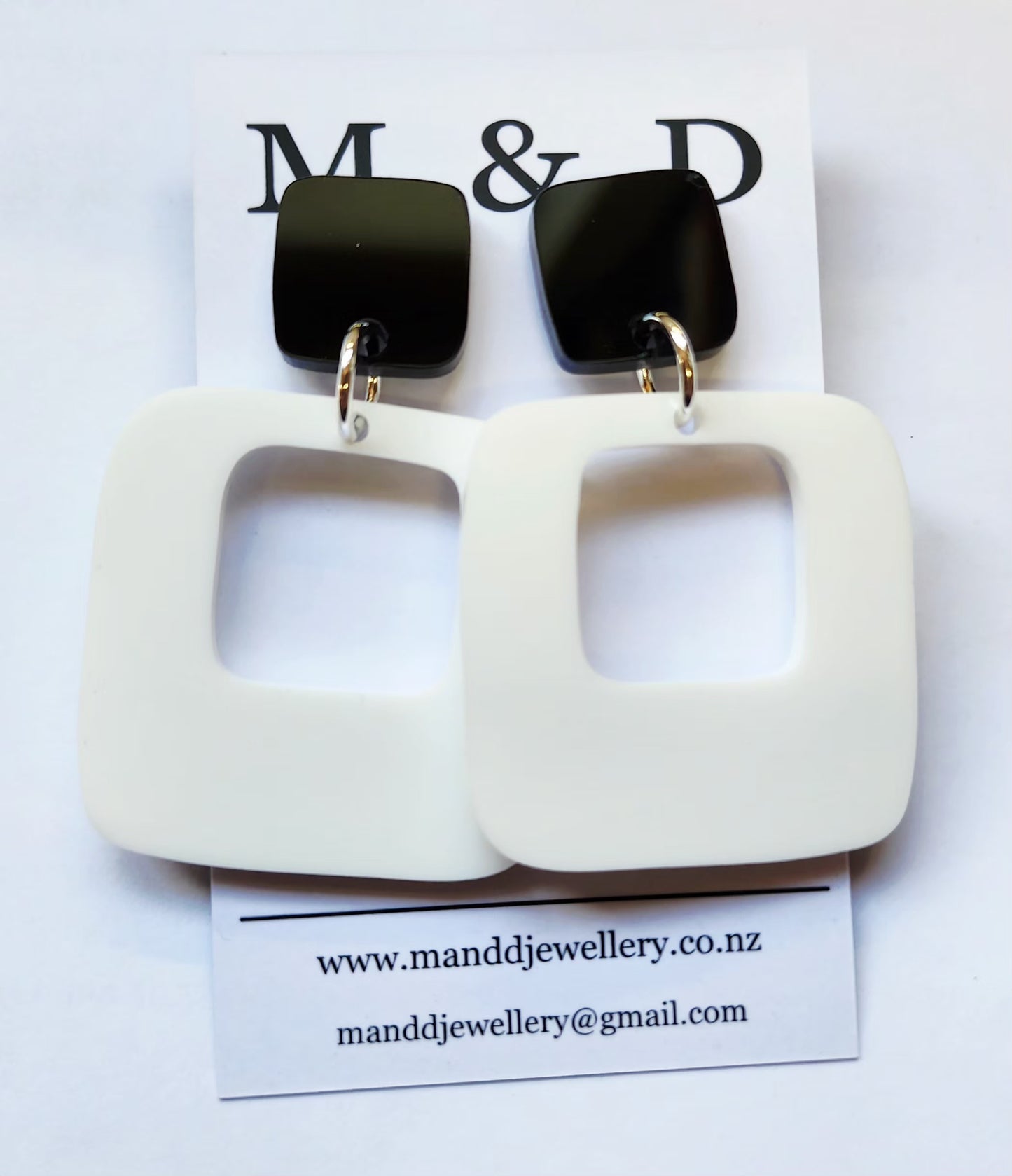 Wonky Offset Square Stud Dangle Earrings