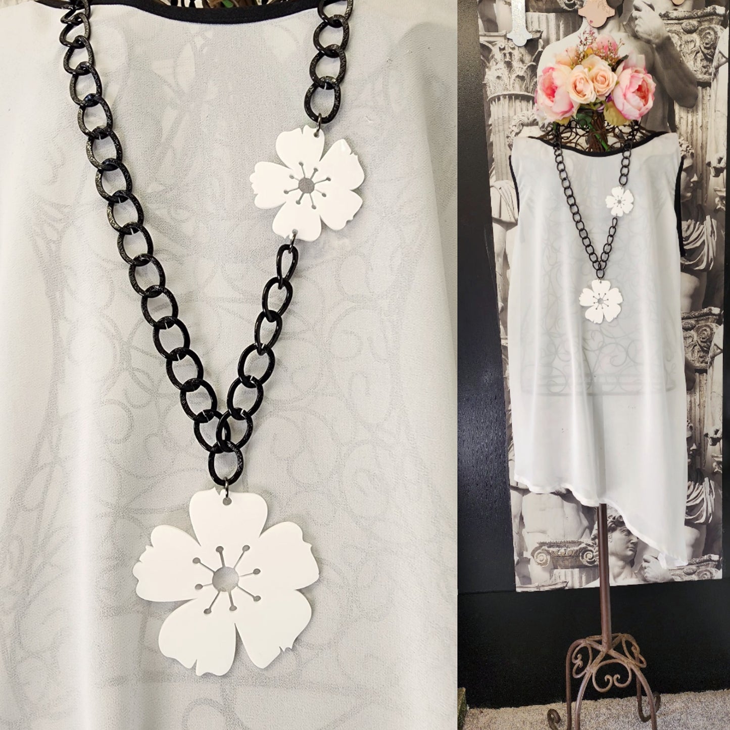 Chained 2 Piece Blossom Statement Necklace