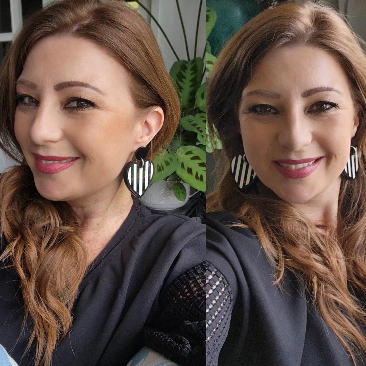 Stripey Heart Stud Dangle Earrings
