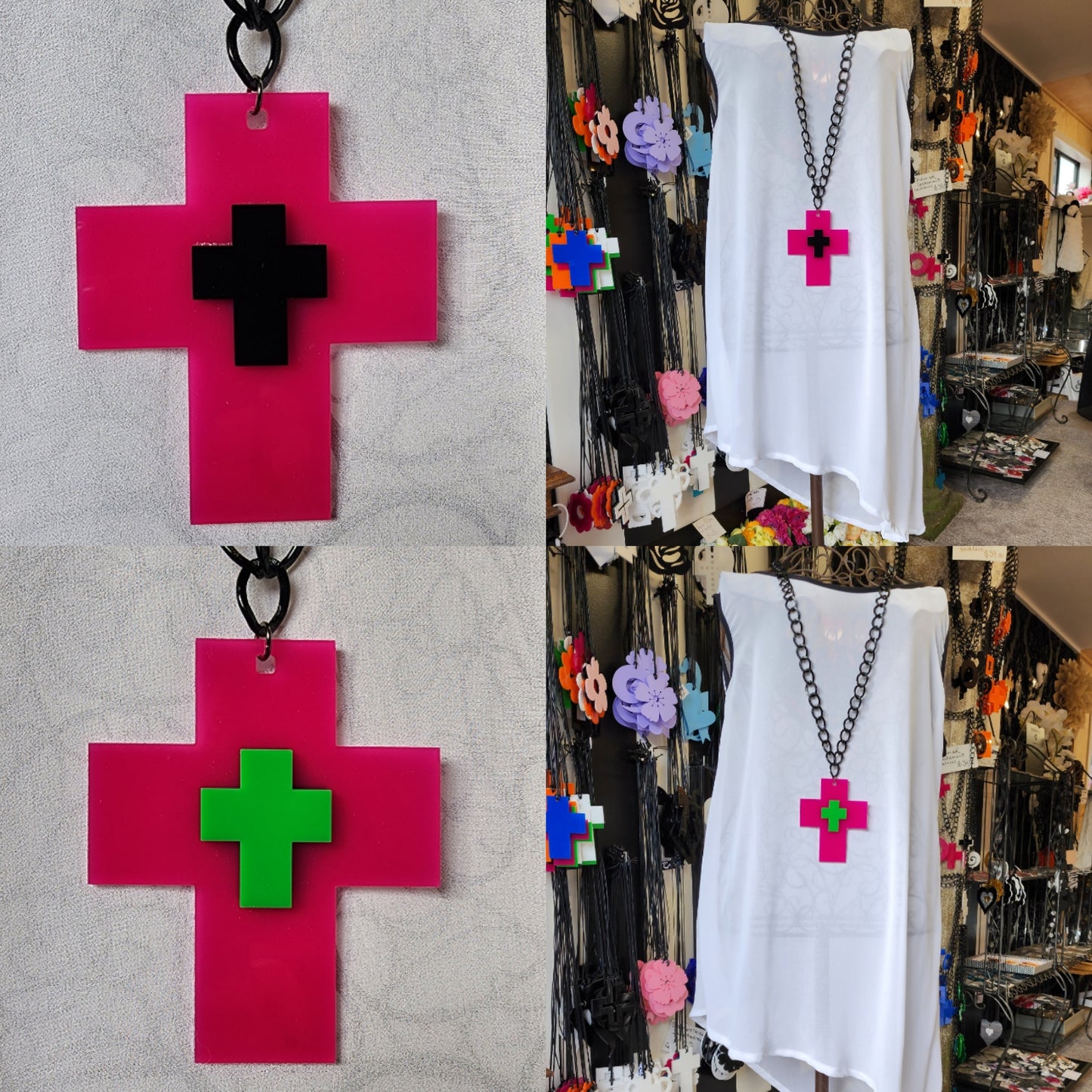 Chained Chunky Short Cross 6mm