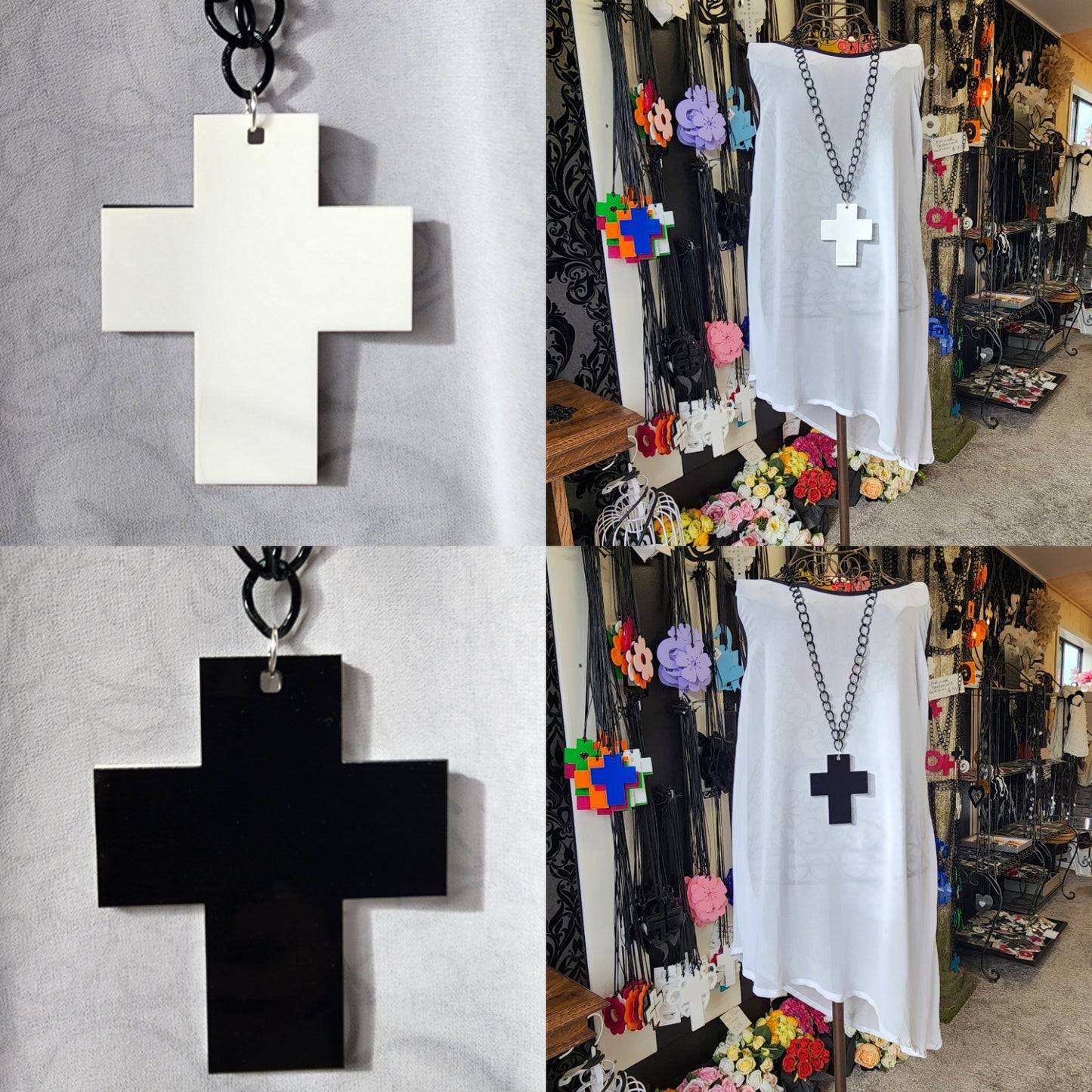 Chained Chunky Short Cross 6mm