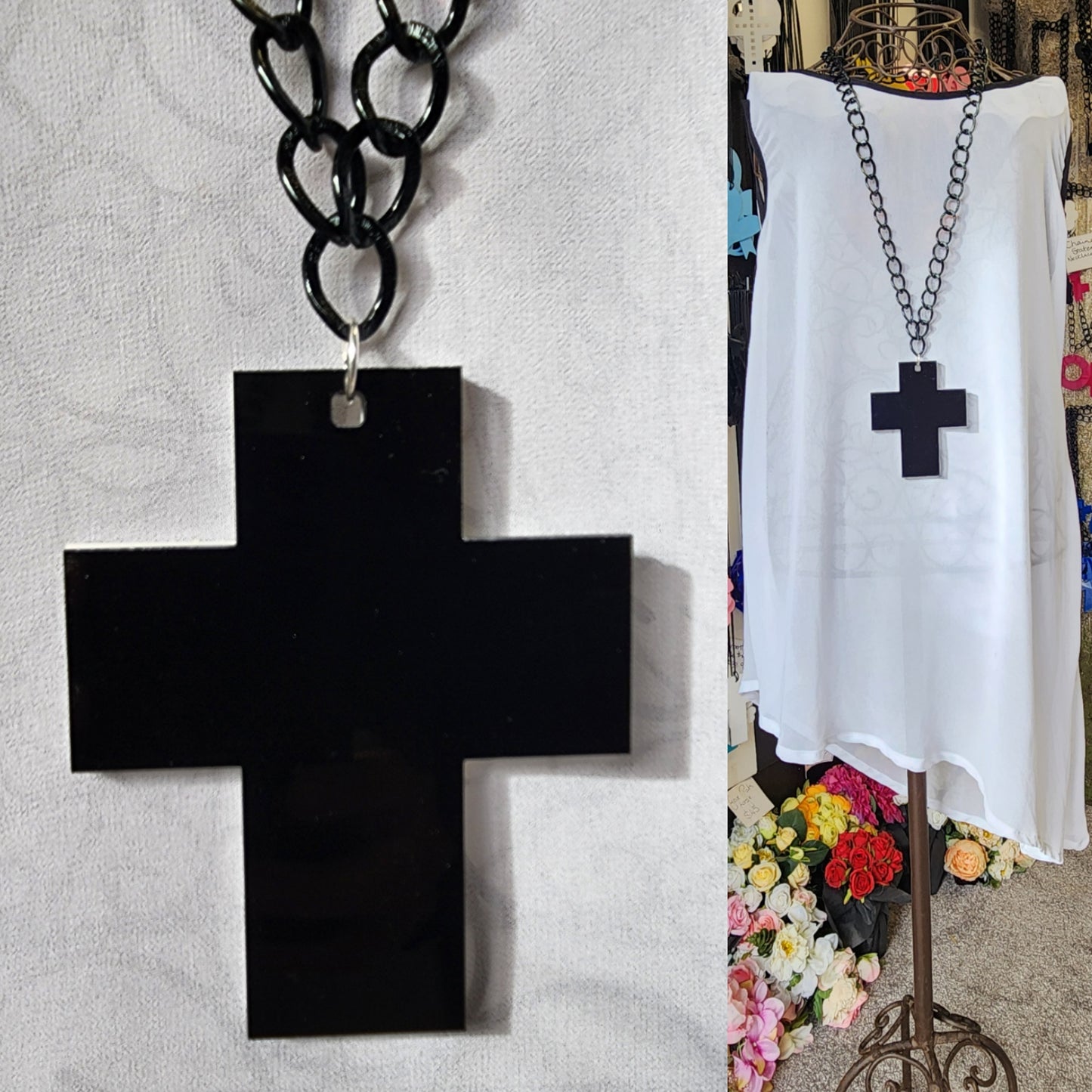 Chained Chunky Short Cross 6mm