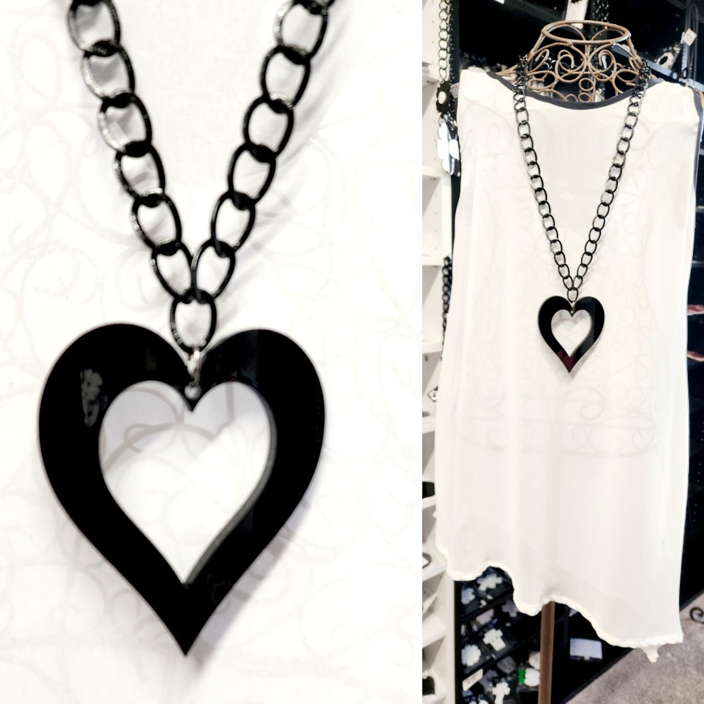 Chained 6mm Hollow Heart Necklace