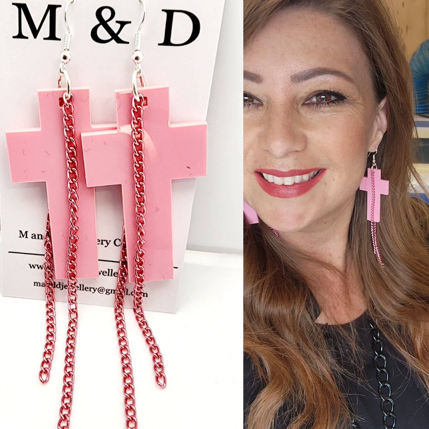 Chained Cross EARRINGS coloured