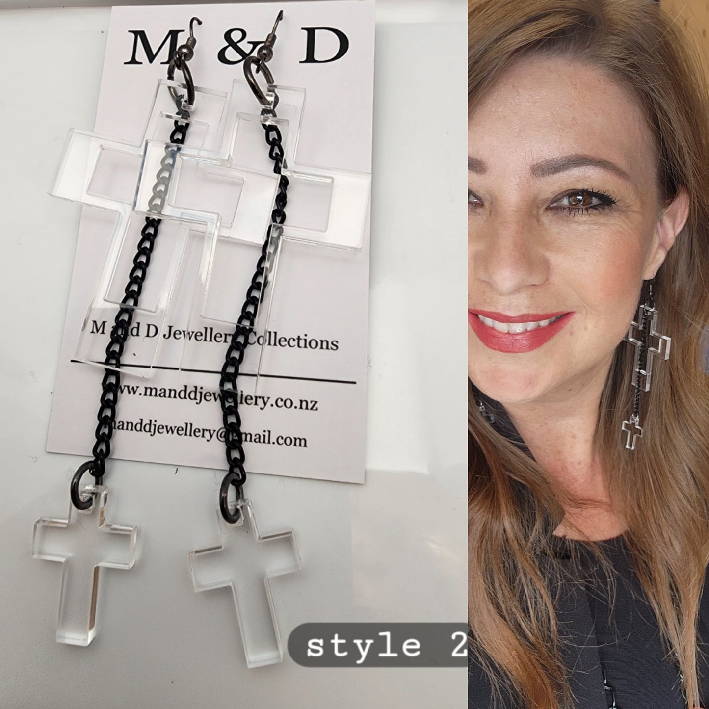 Chained Cross EARRINGS coloured