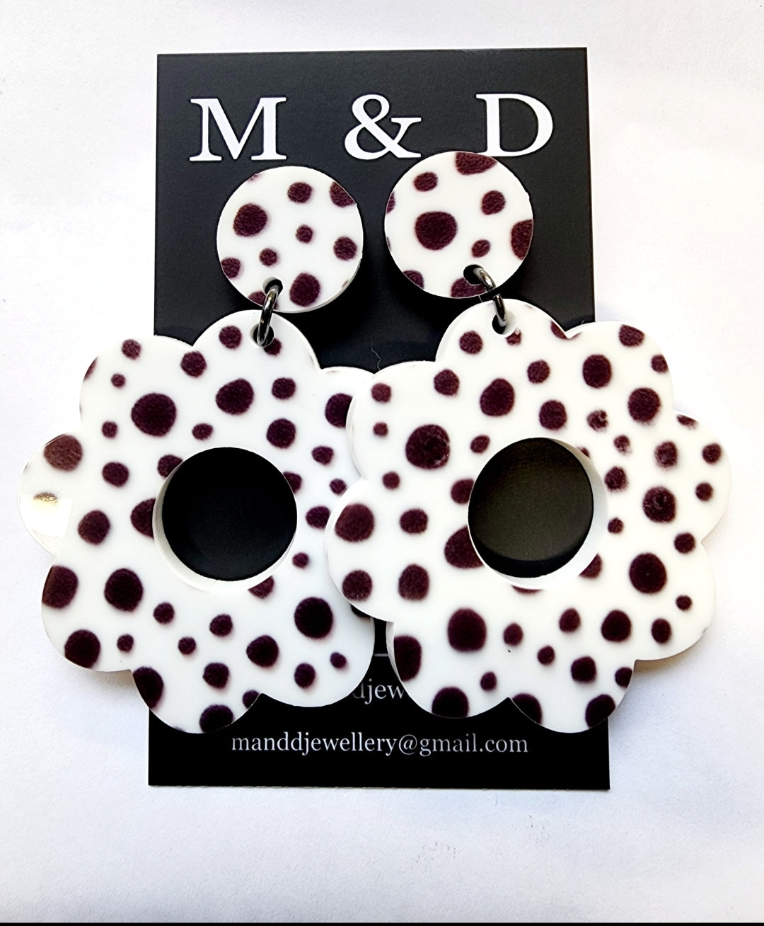 Patterned Spot Flower Power Stud Dangle Earrings