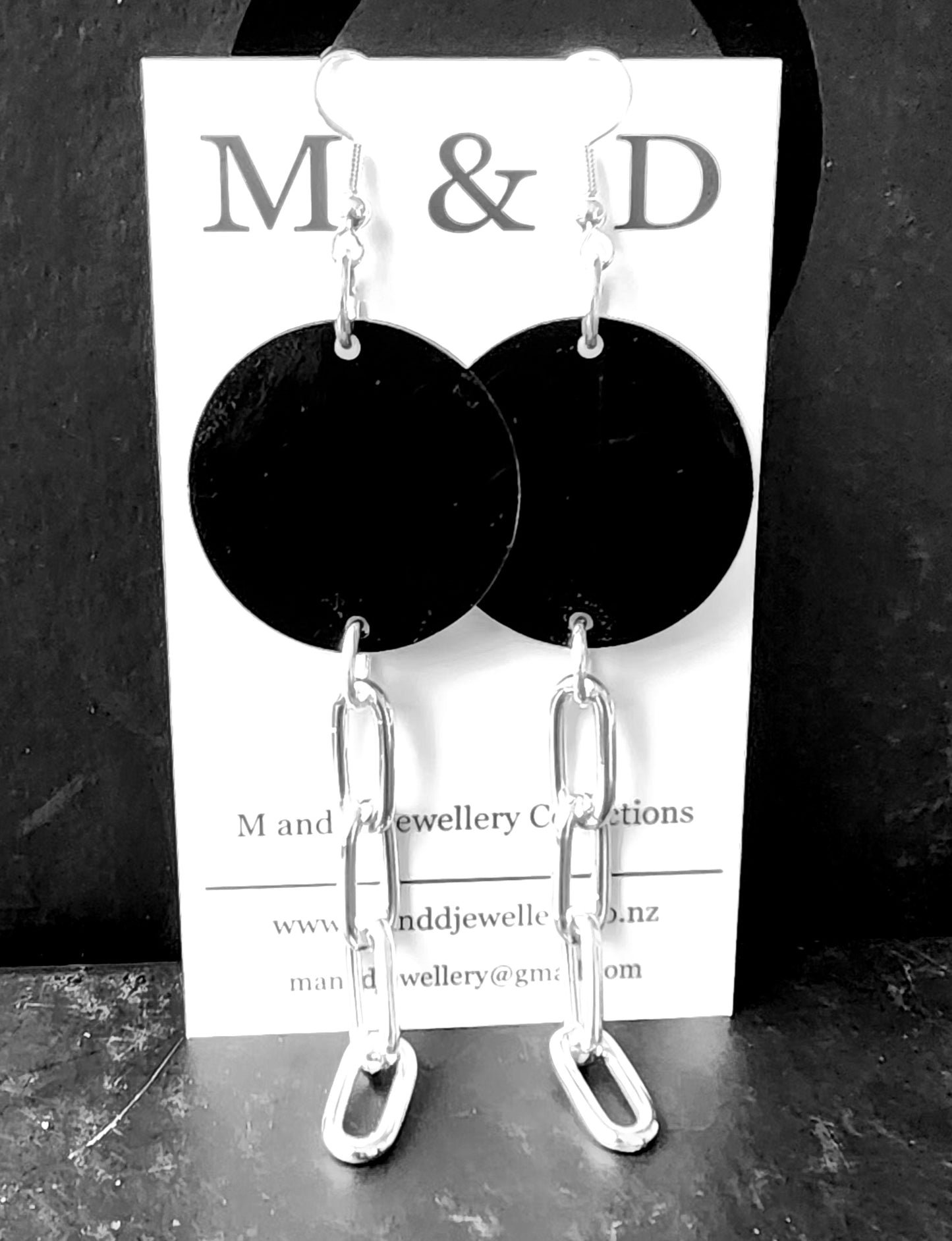 Chained Disc Dangle Earrings with Chain tail