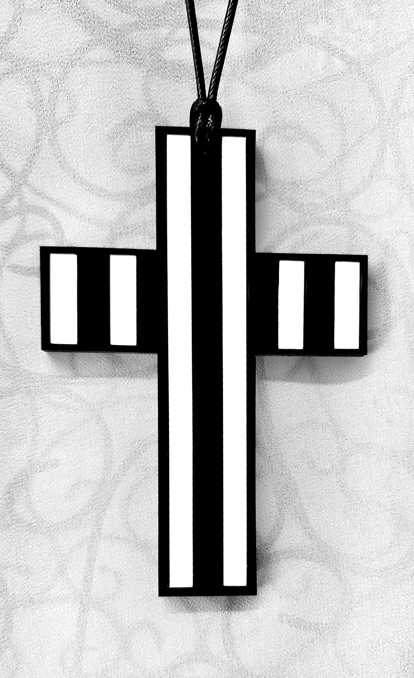 Stripey Cross Statement Necklace 6mm Thick