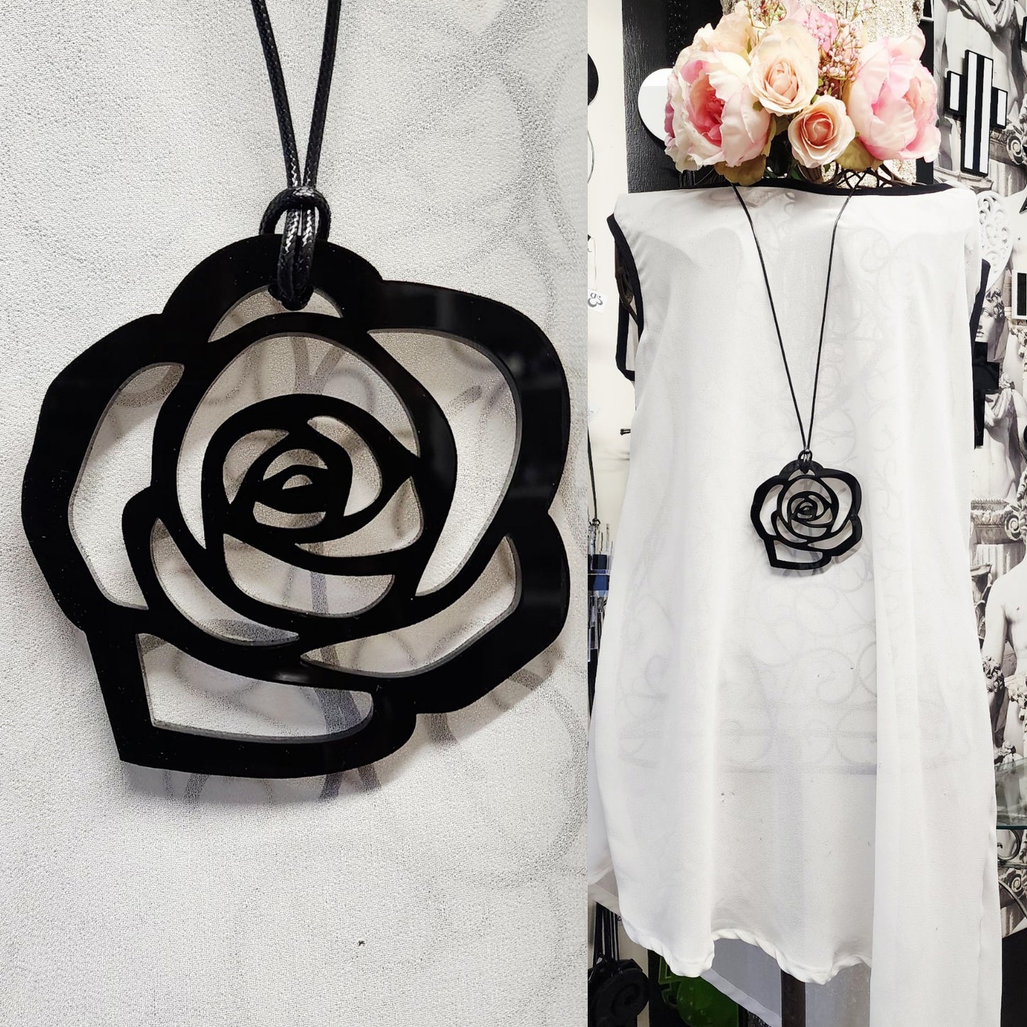 Rose Statement Necklace 6mm Thick