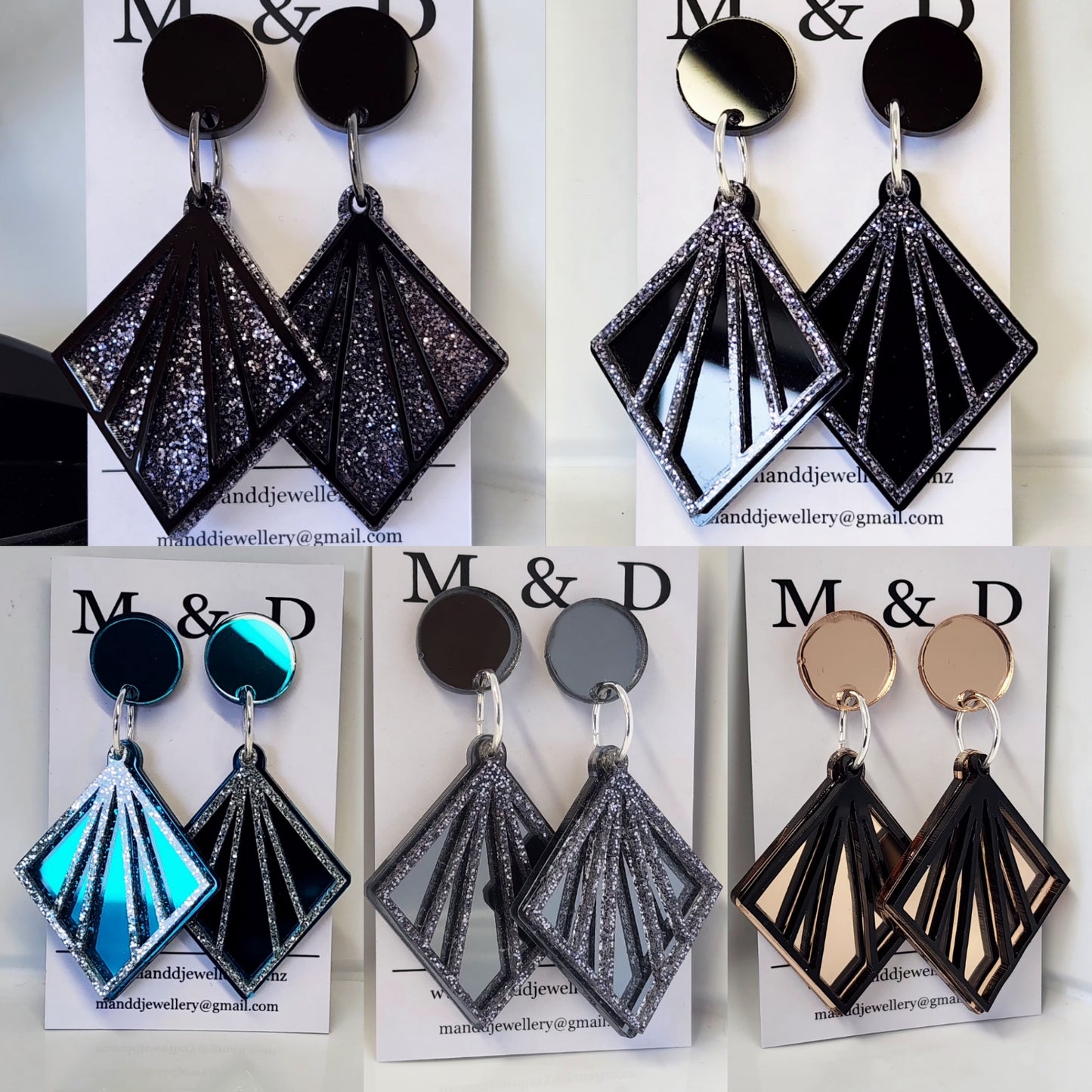 Deco Diamond Cube Stud Dangles