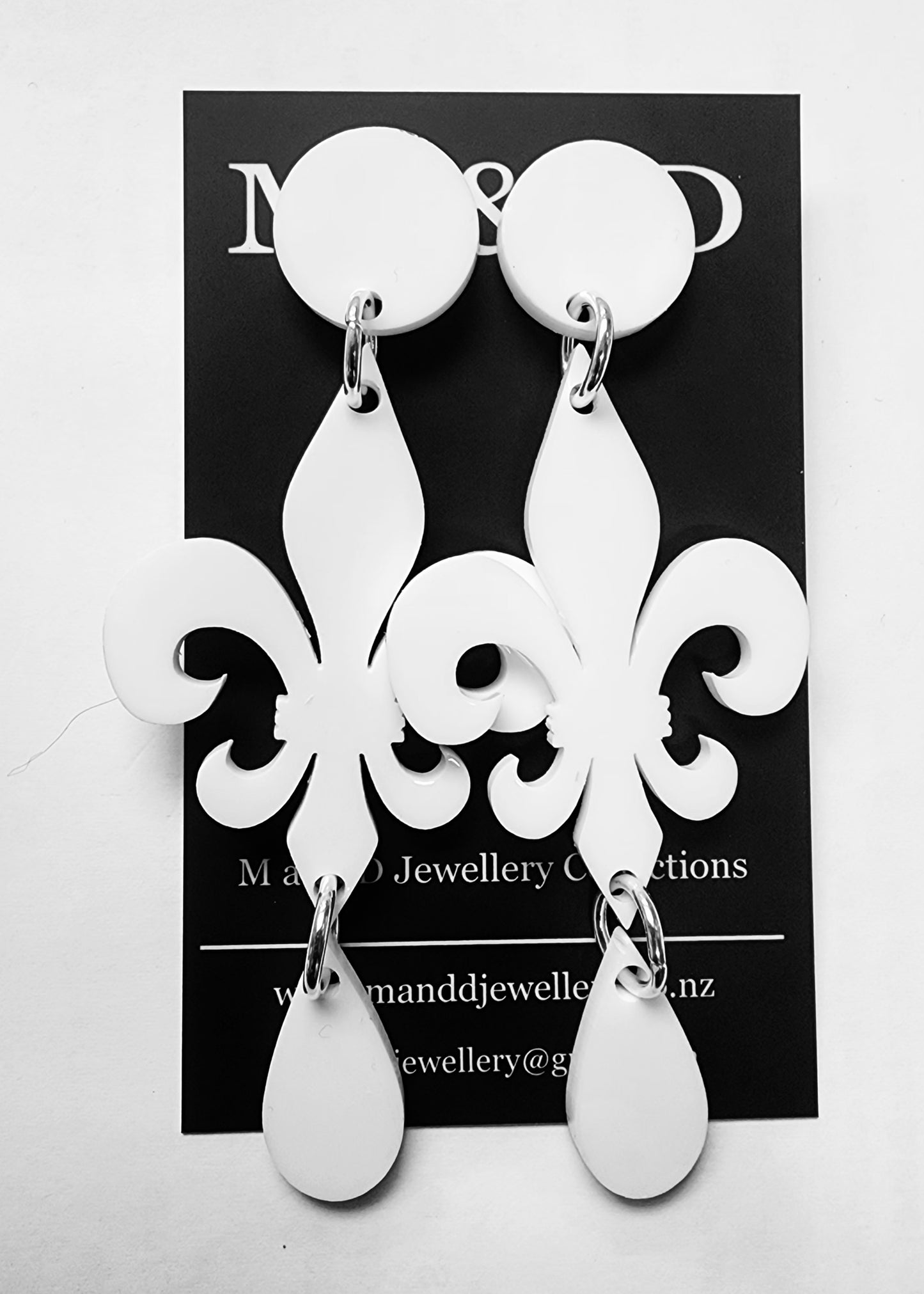 Fleur De Lis Dangle Earrings with Drop
