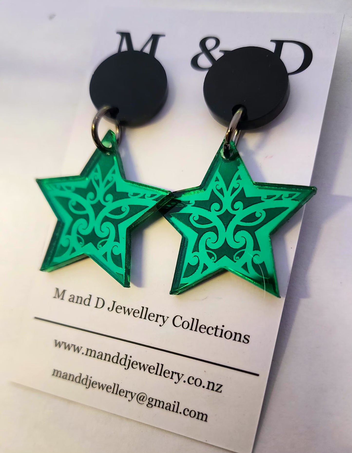 Star Earrings engraved With Maori Design Stud Dangles
