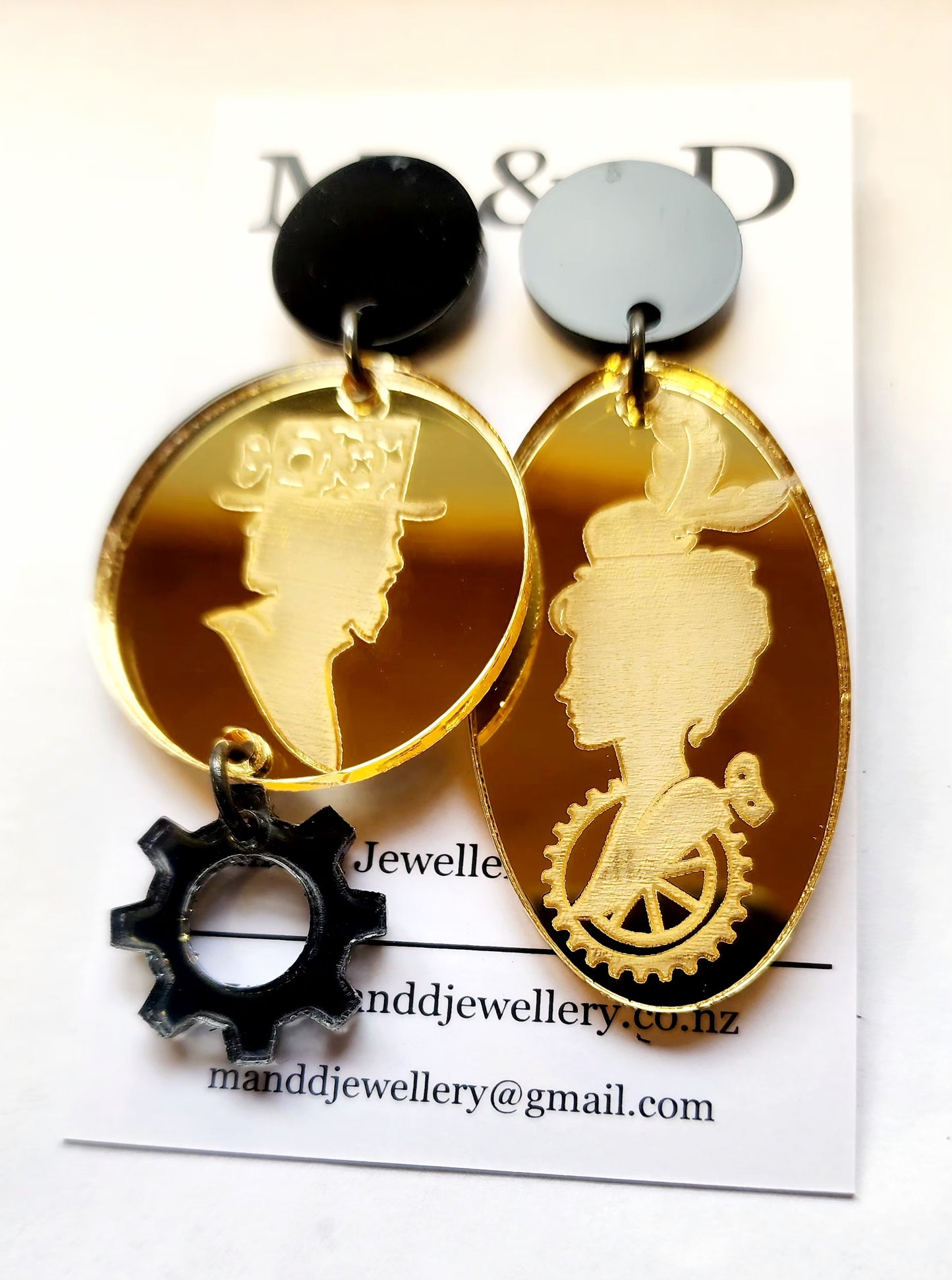 Steampunk Stud Dangles Clementine and Atticus