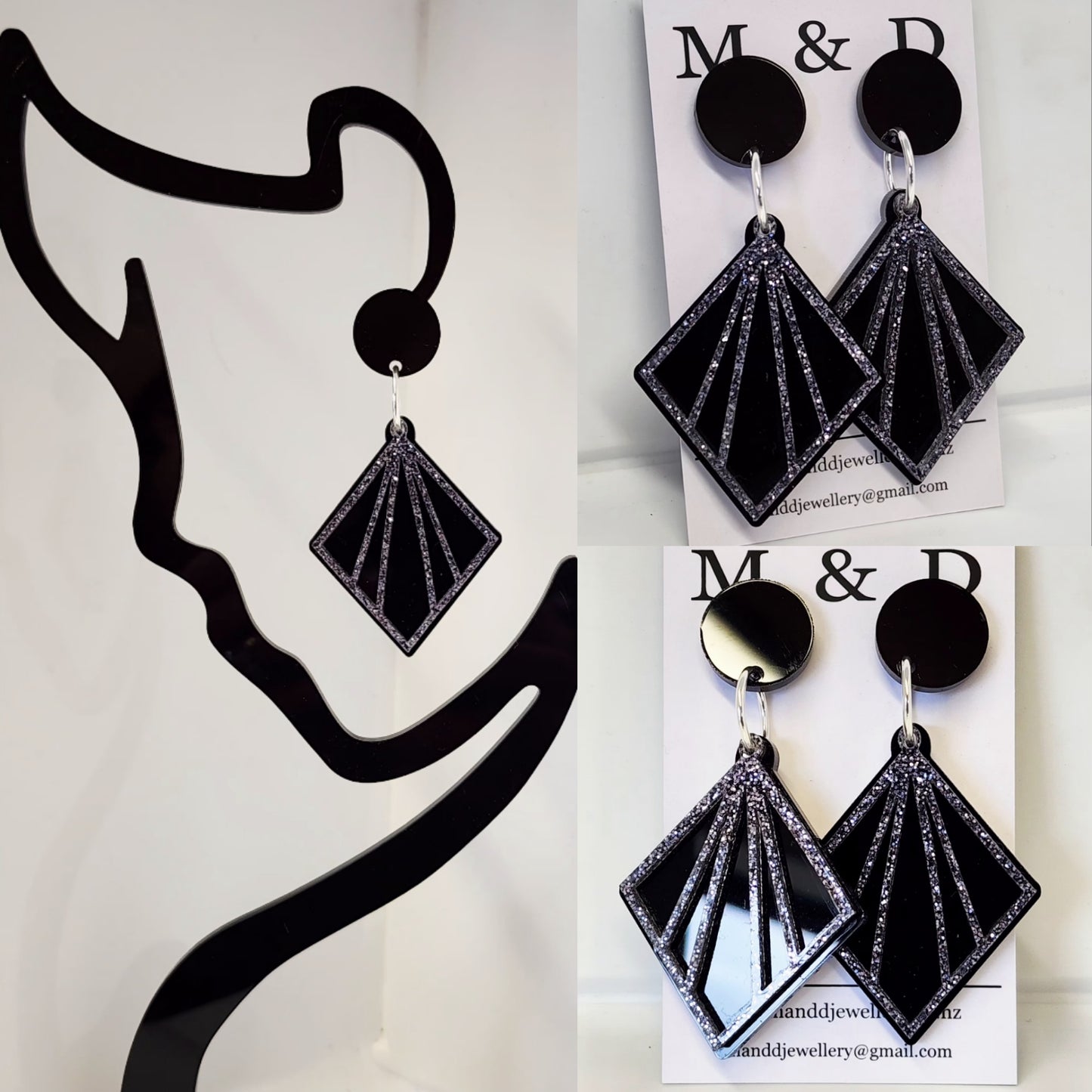 Deco Diamond Cube Stud Dangles