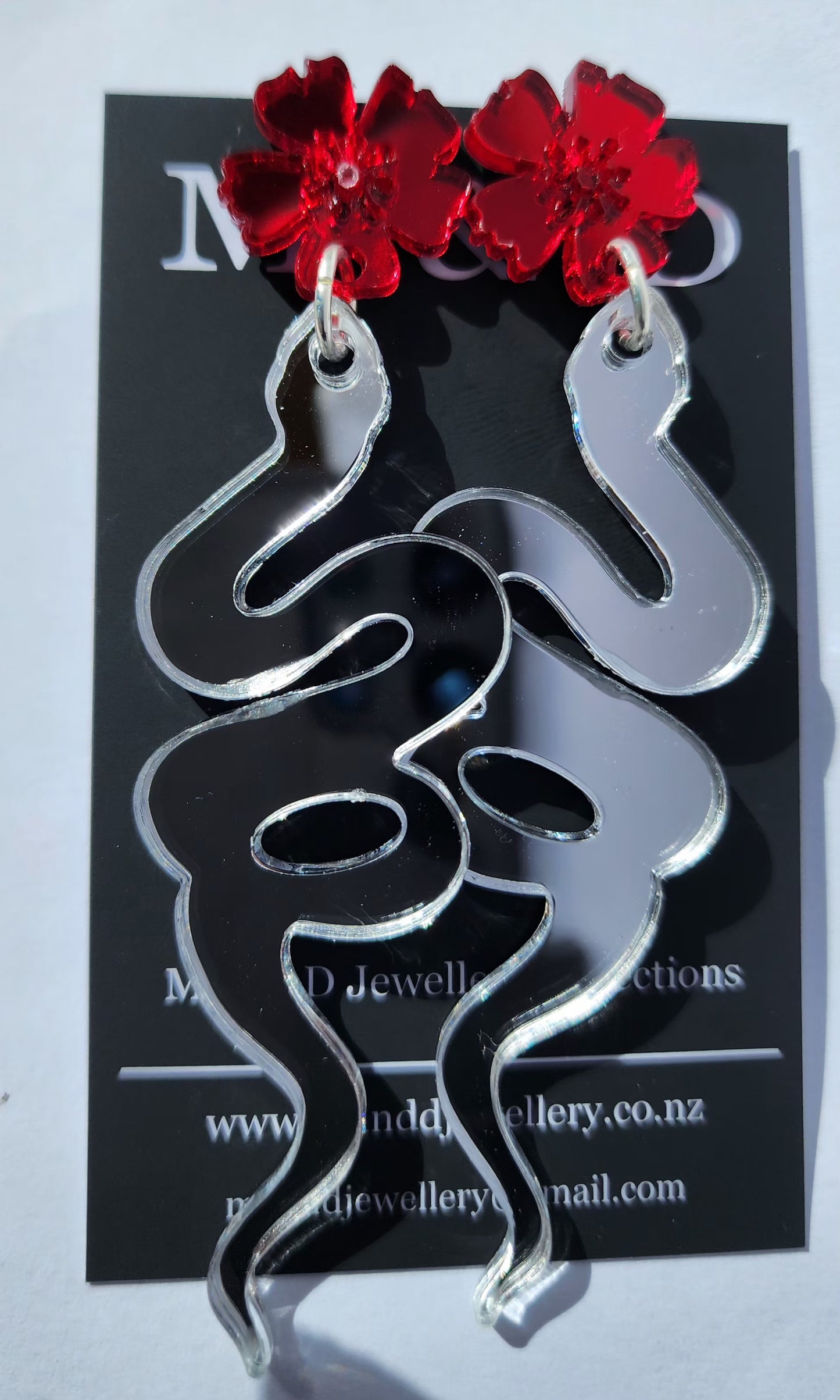 Snake Earrings with Floral Stud