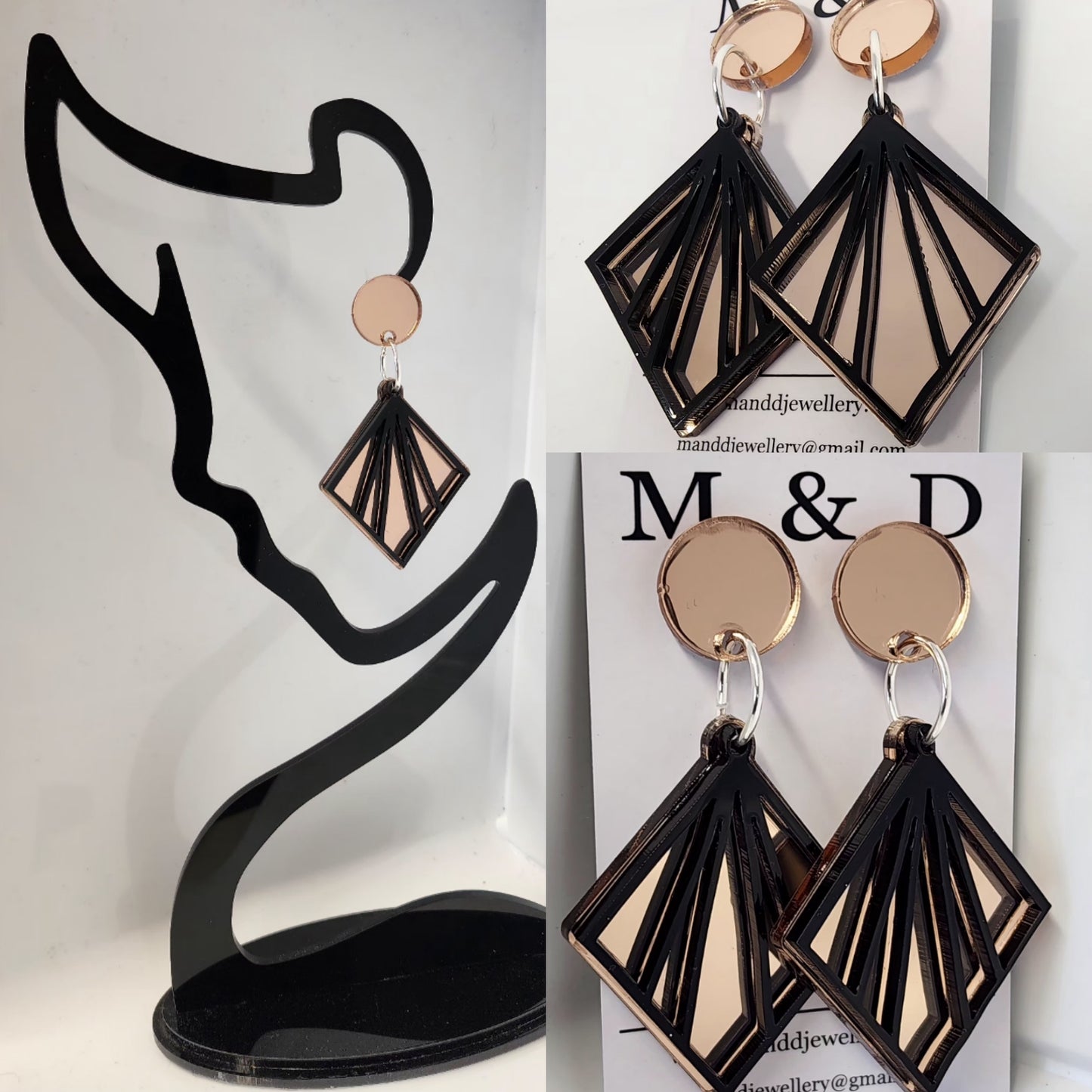 Deco Diamond Cube Stud Dangles