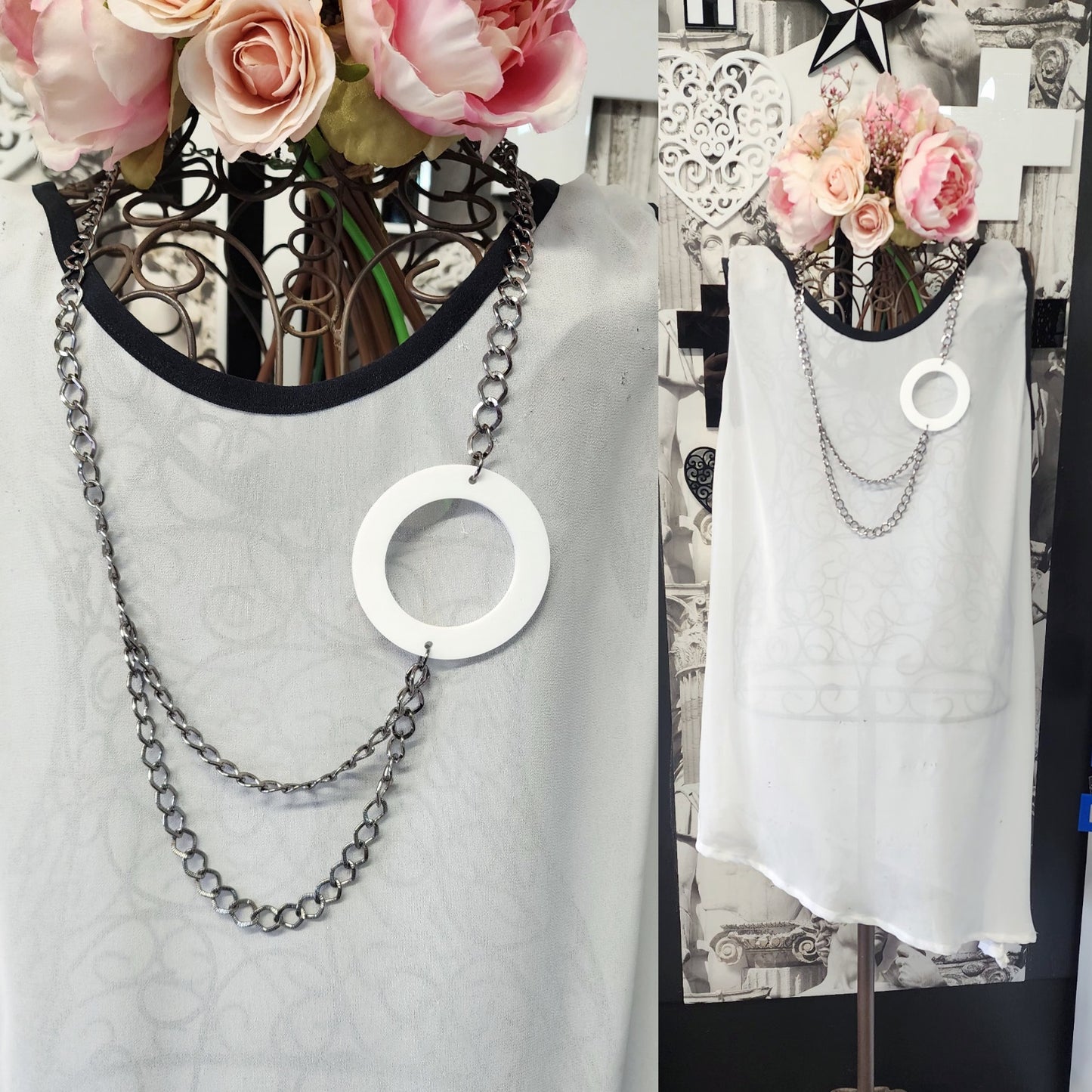 Chain Looped with Ring Feature Necklace