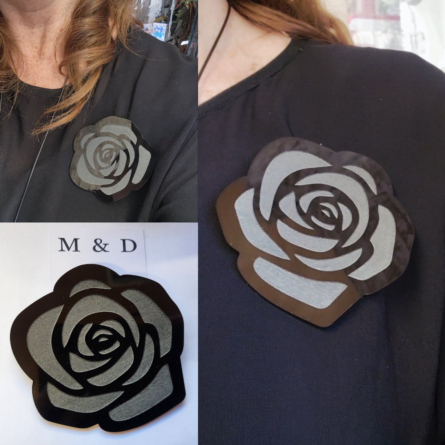 Rose Brooch Engraved