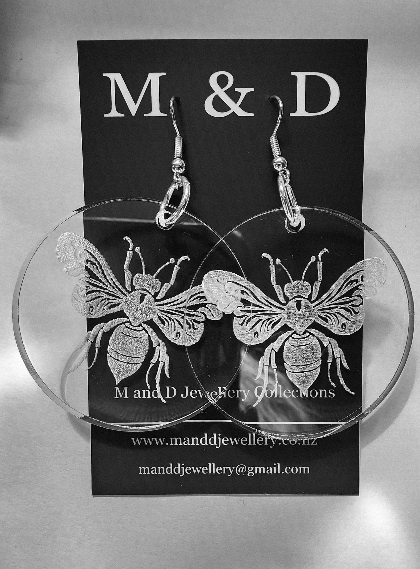 Engraved Bee Earrings