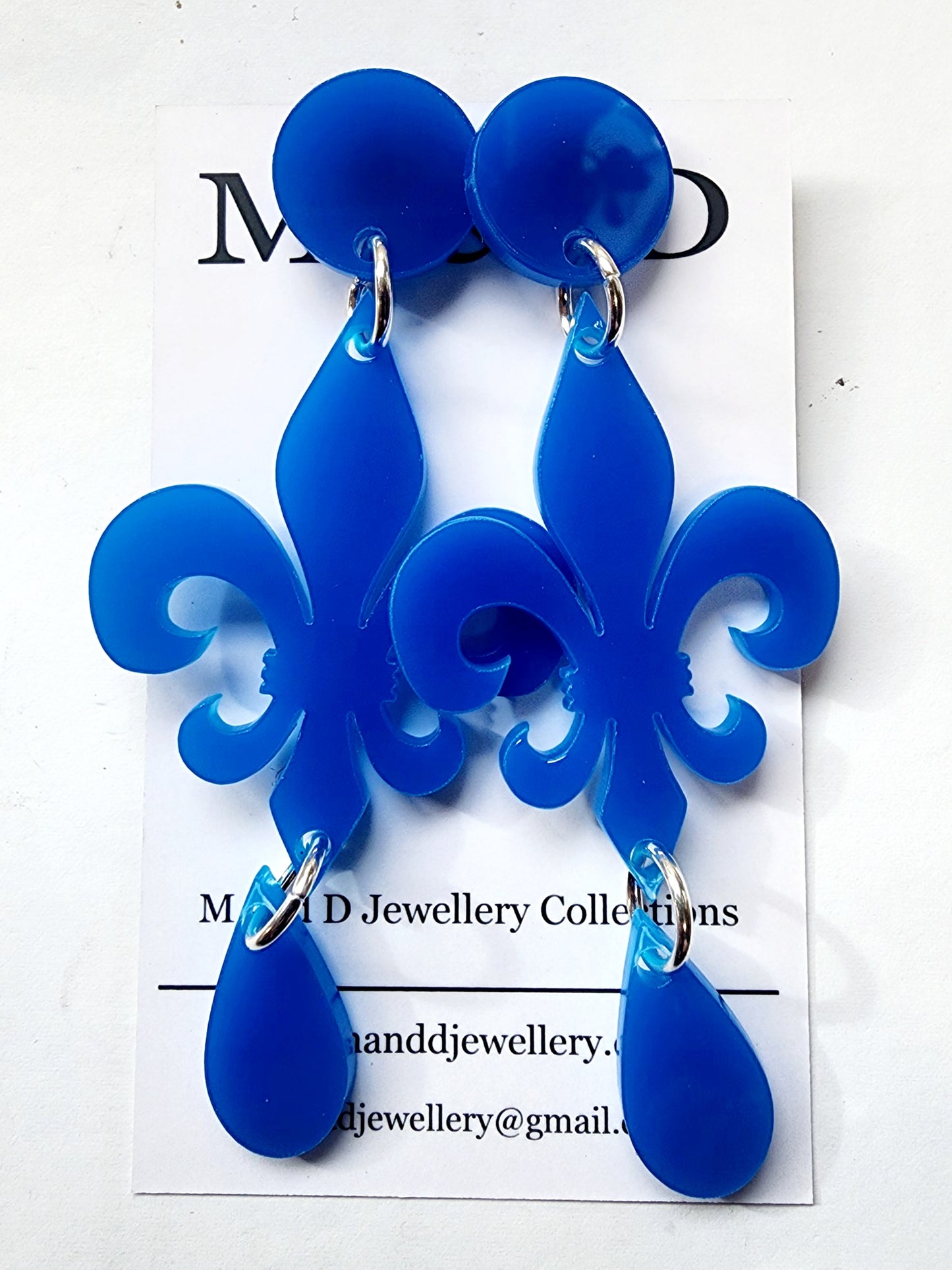 Fleur De Lis Dangle Earrings with Drop