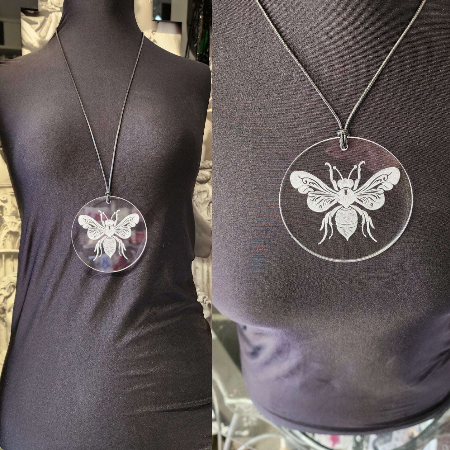 Engraved Bee Necklace
