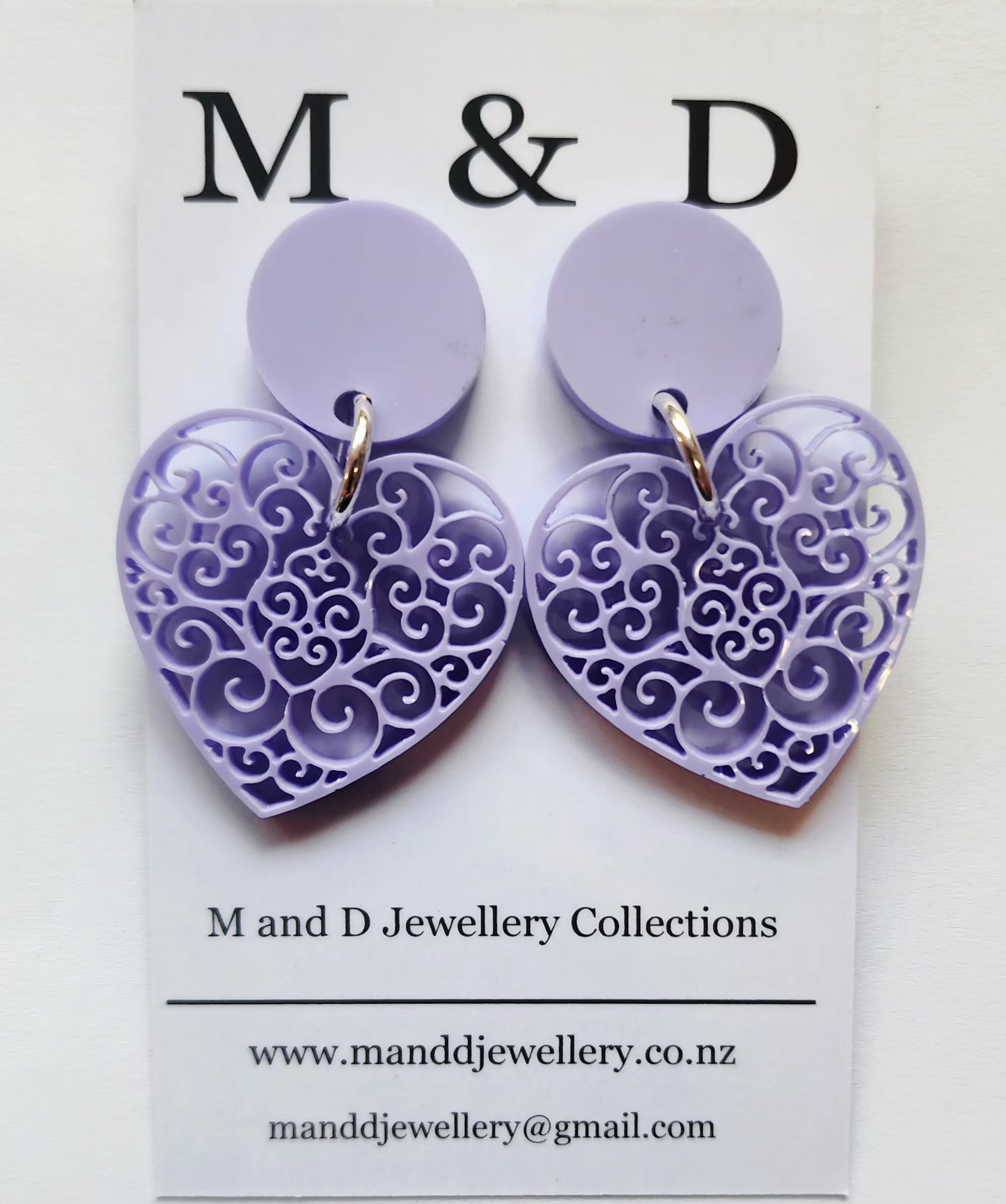 Filigree Heart Little Stud Dangles Earrings
