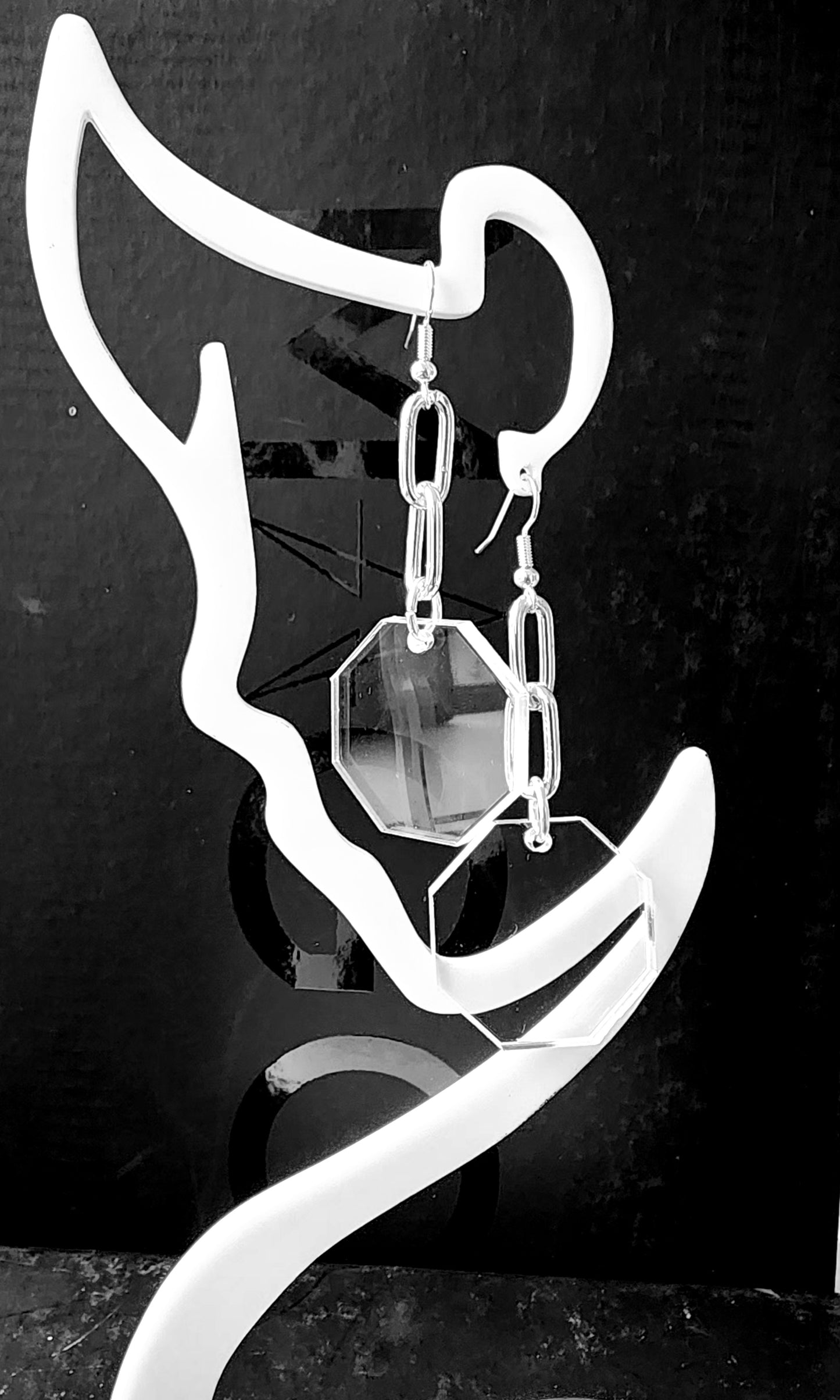 Chained Octagon Dangle Earrings