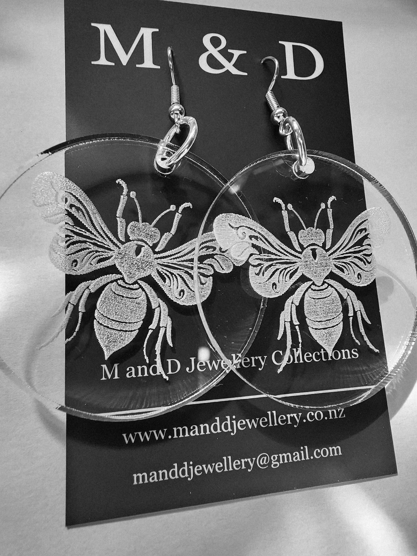 Engraved Bee Earrings