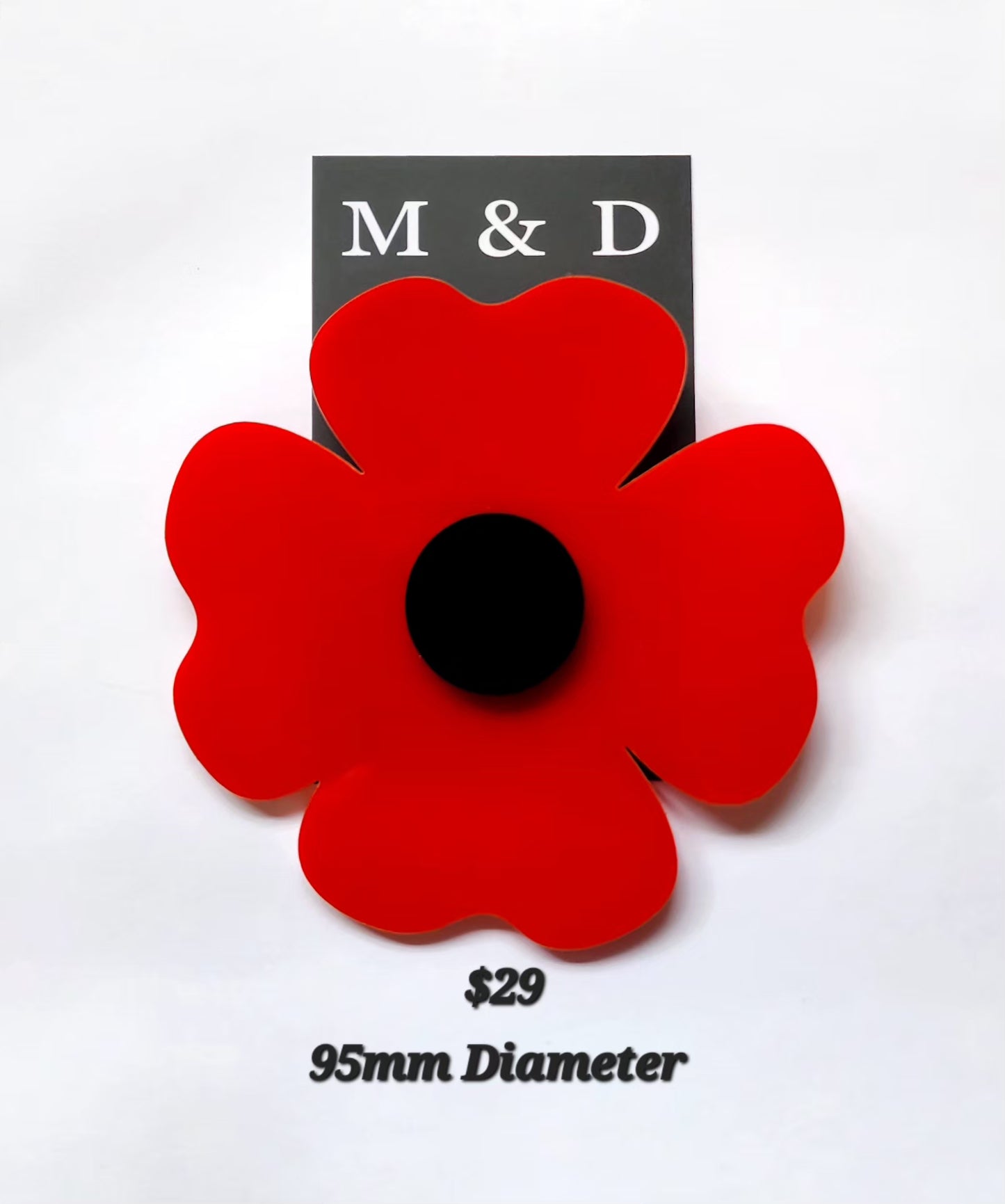 Anzac Poppy Traditional Large Brooch