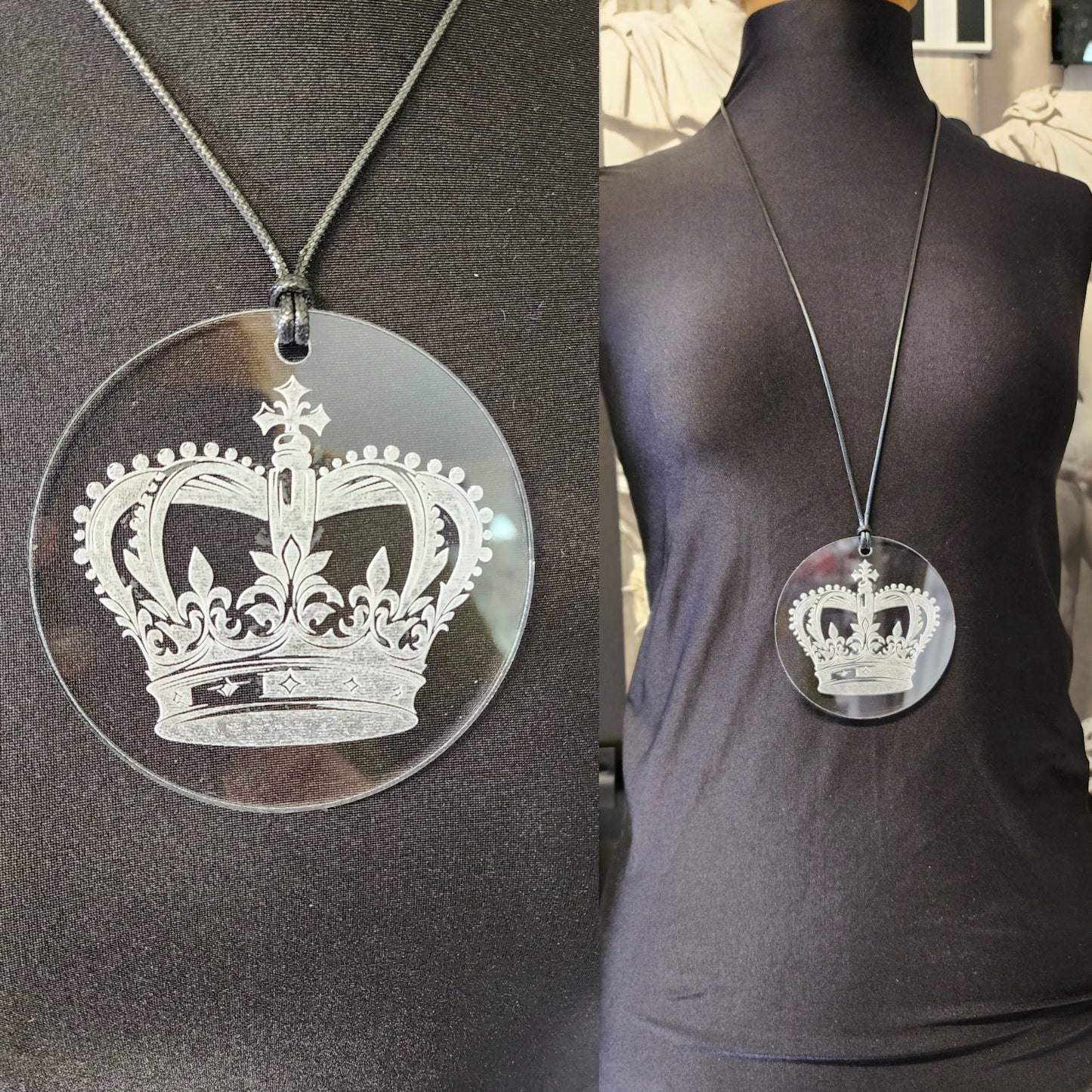 Engraved Crown Necklace