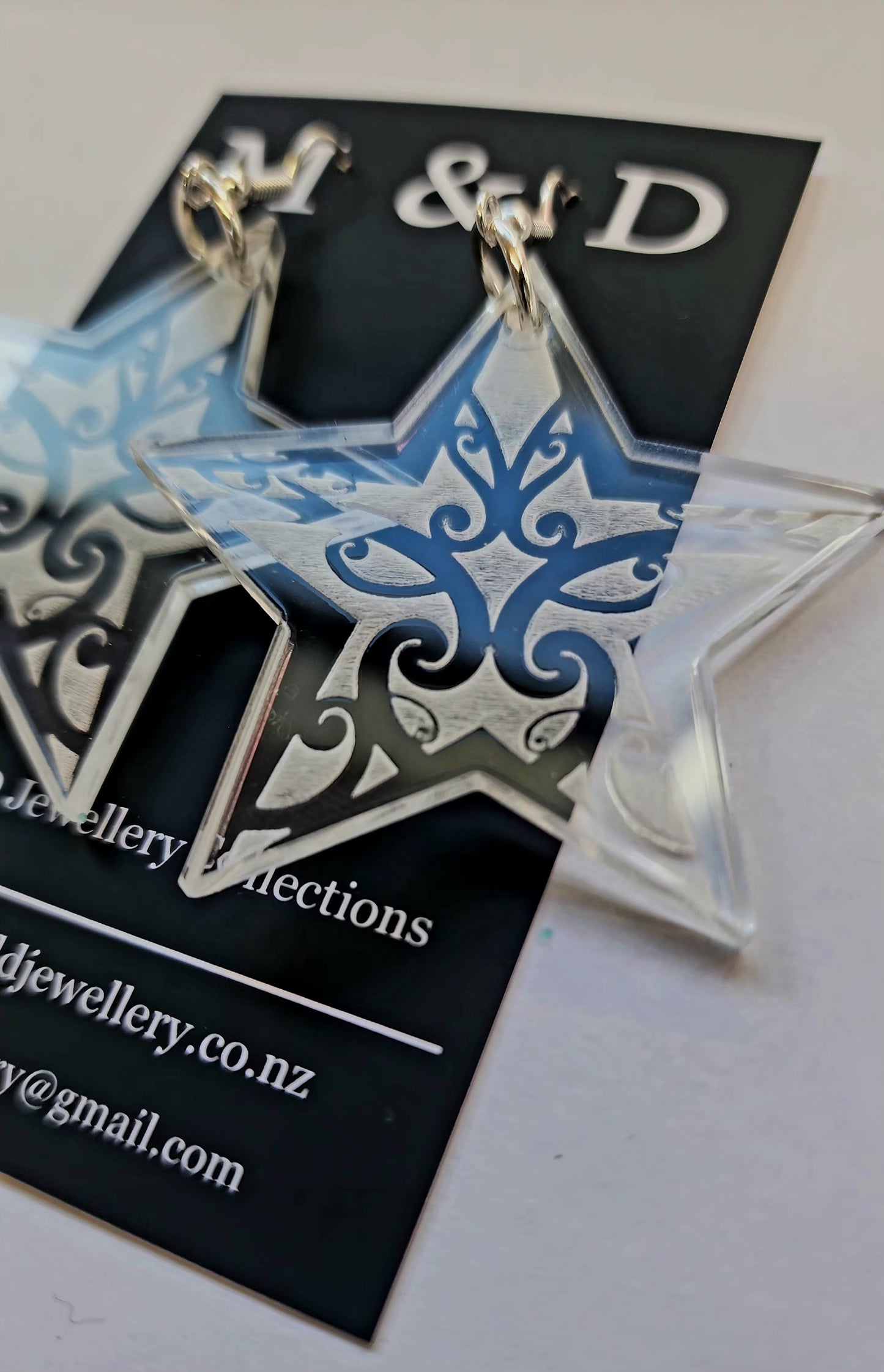 Star Earrings engraved With Maori Design