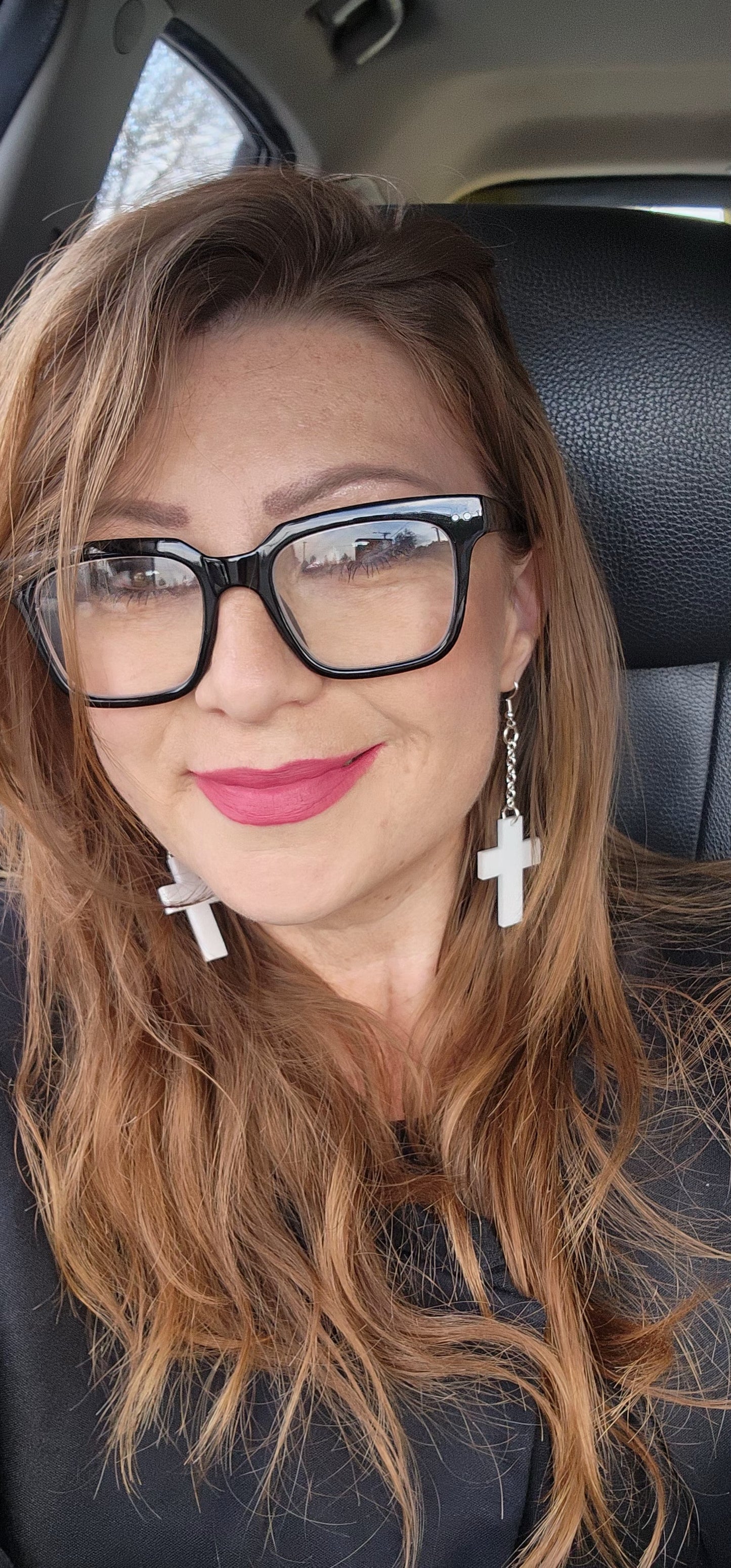 Chained Cross Dangles Earrings