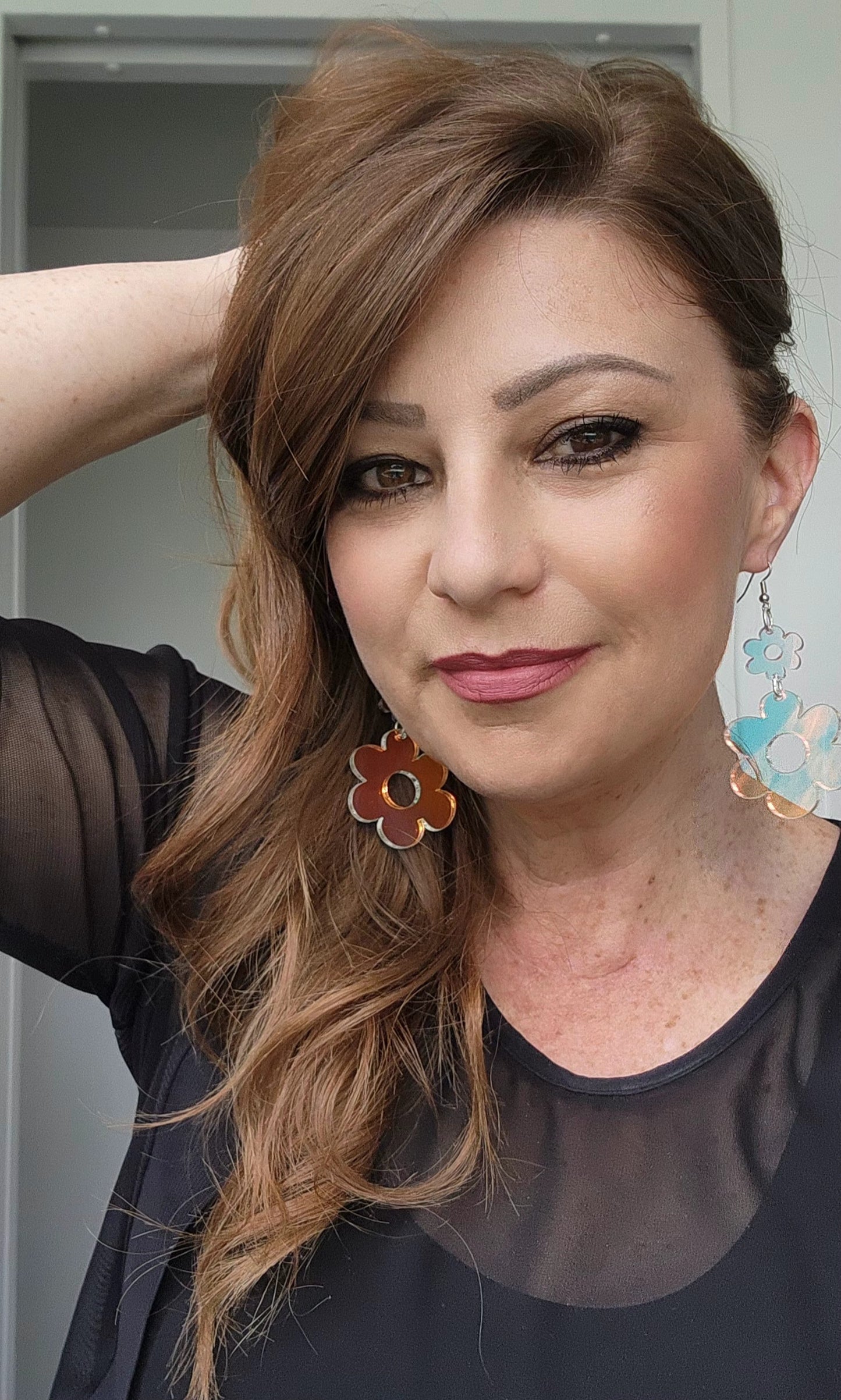 Iridescent Flora Duo Dangle Earrings