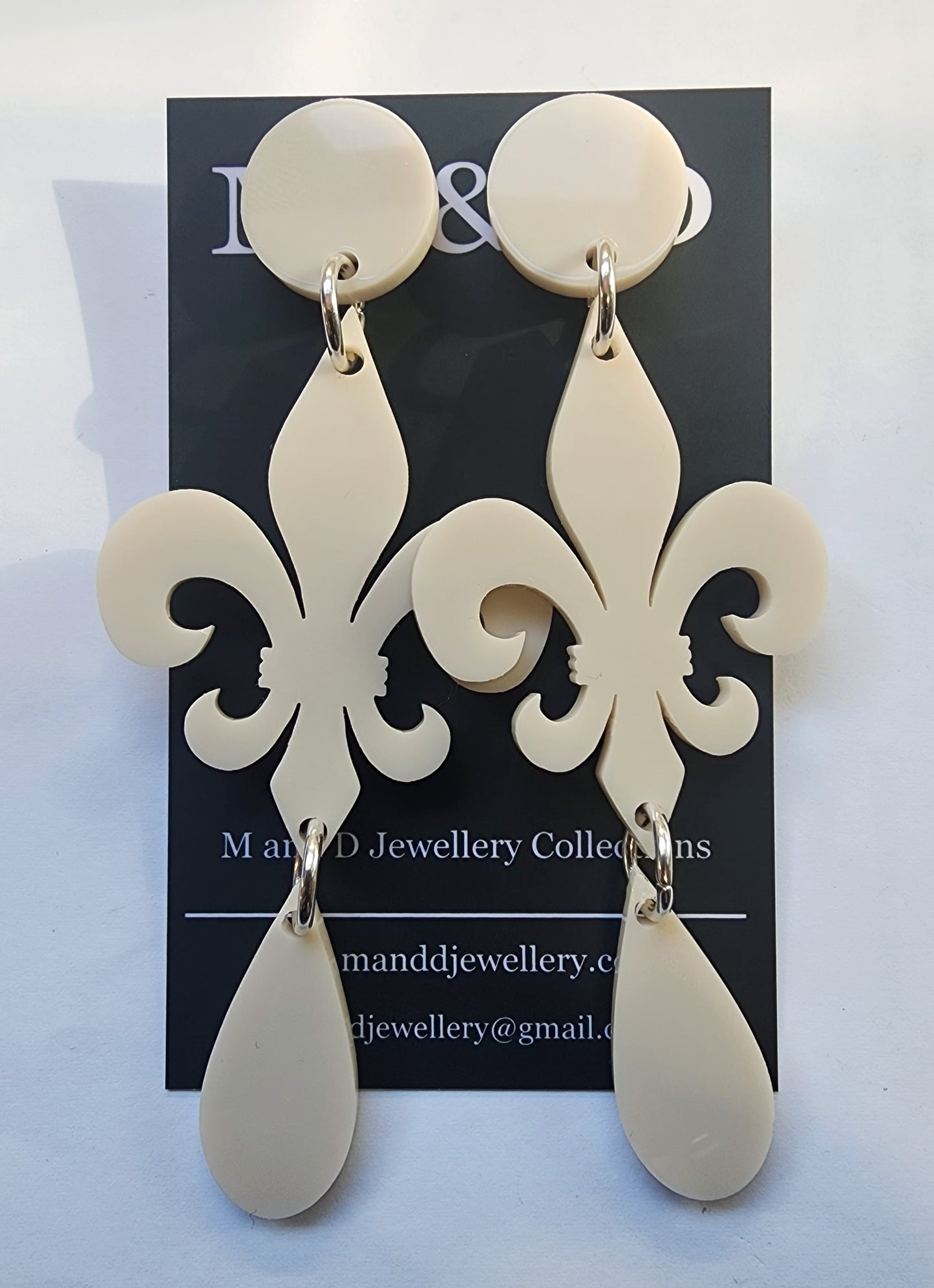 Fleur De Lis Dangle Earrings with Drop