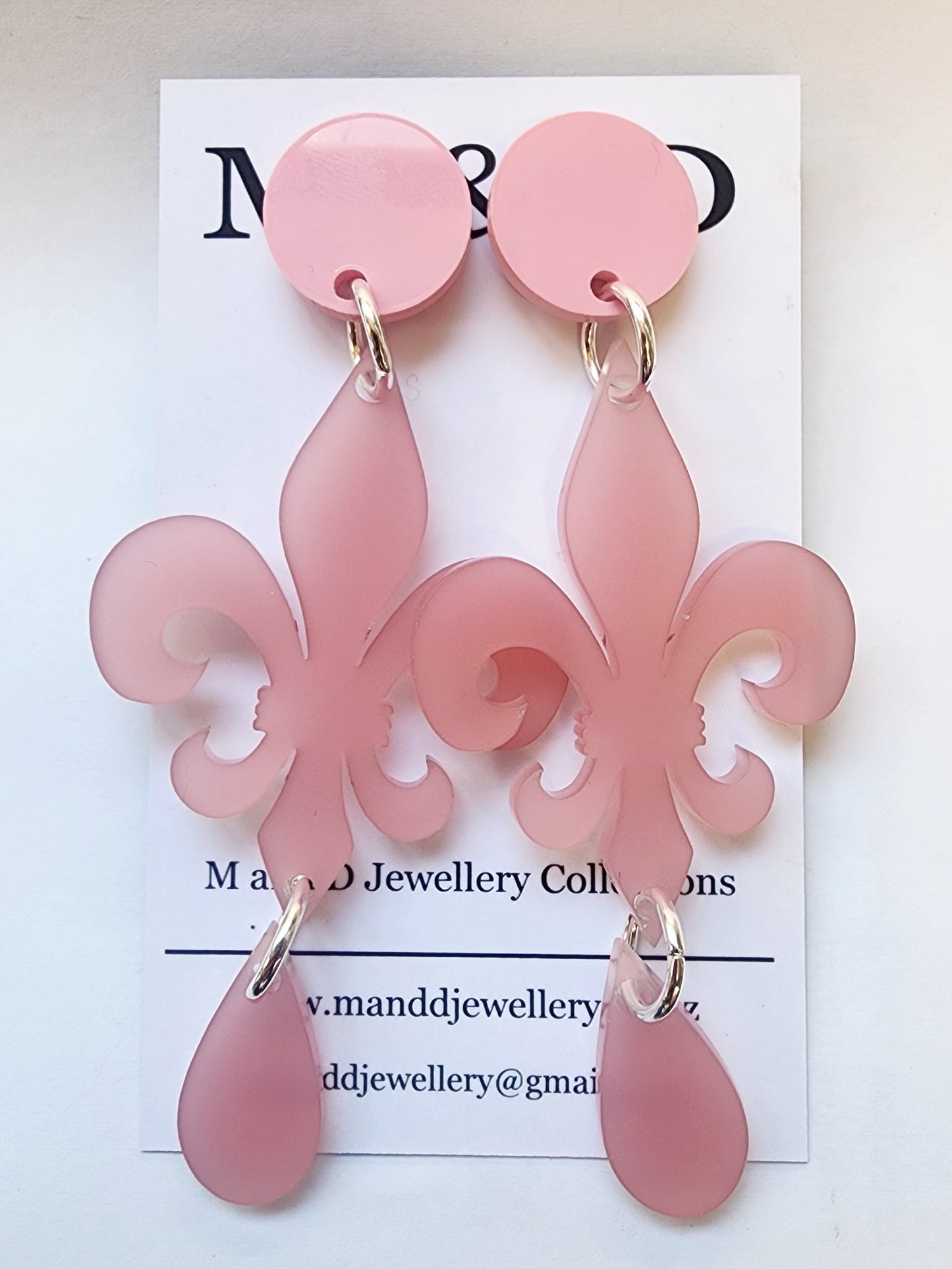 Fleur De Lis Dangle Earrings with Drop